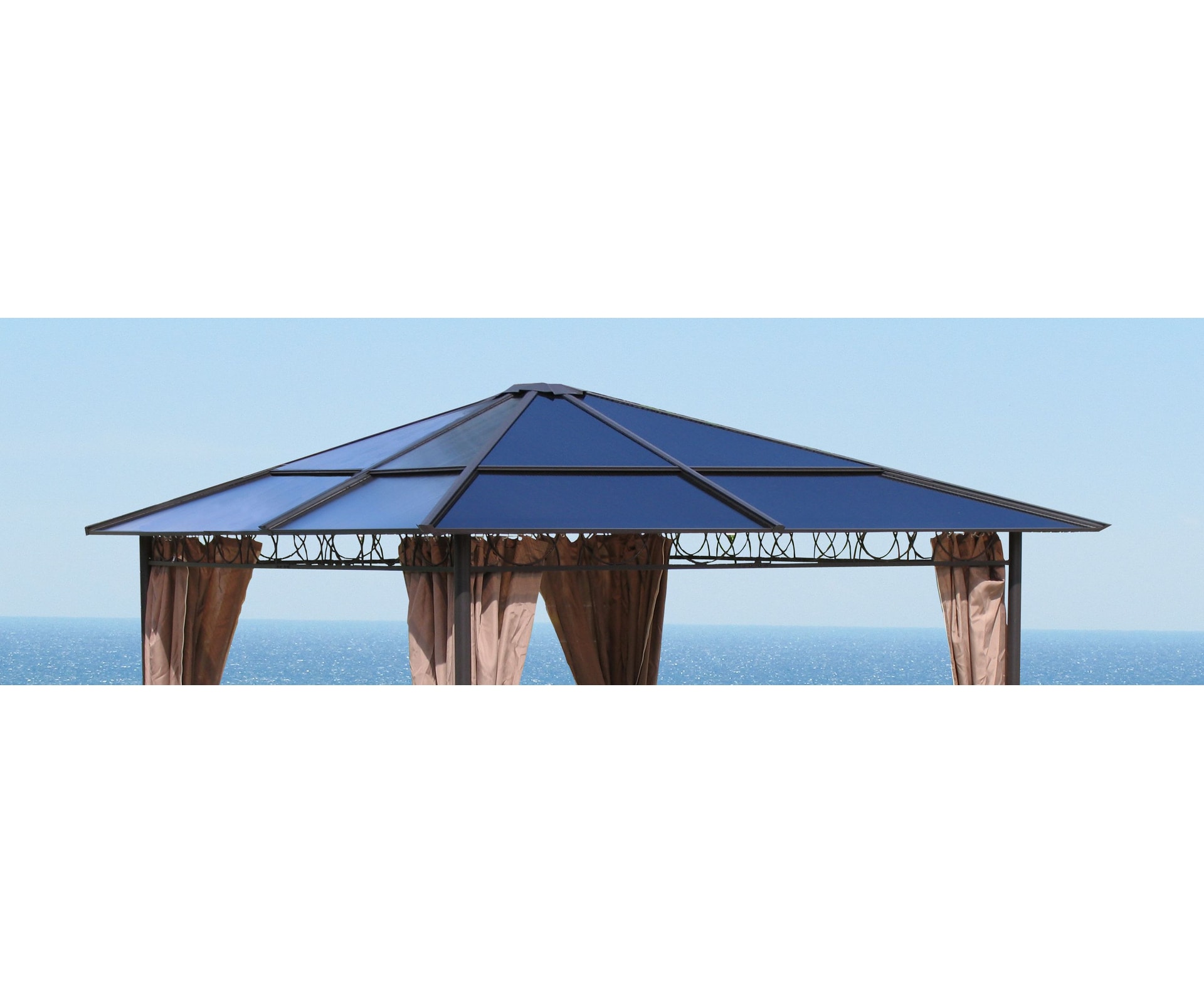 Grasekamp Ersatzdach Hardtop Pavillon 3x3m  Doppelstegplatten Polycarbonat Braun - Bild 1