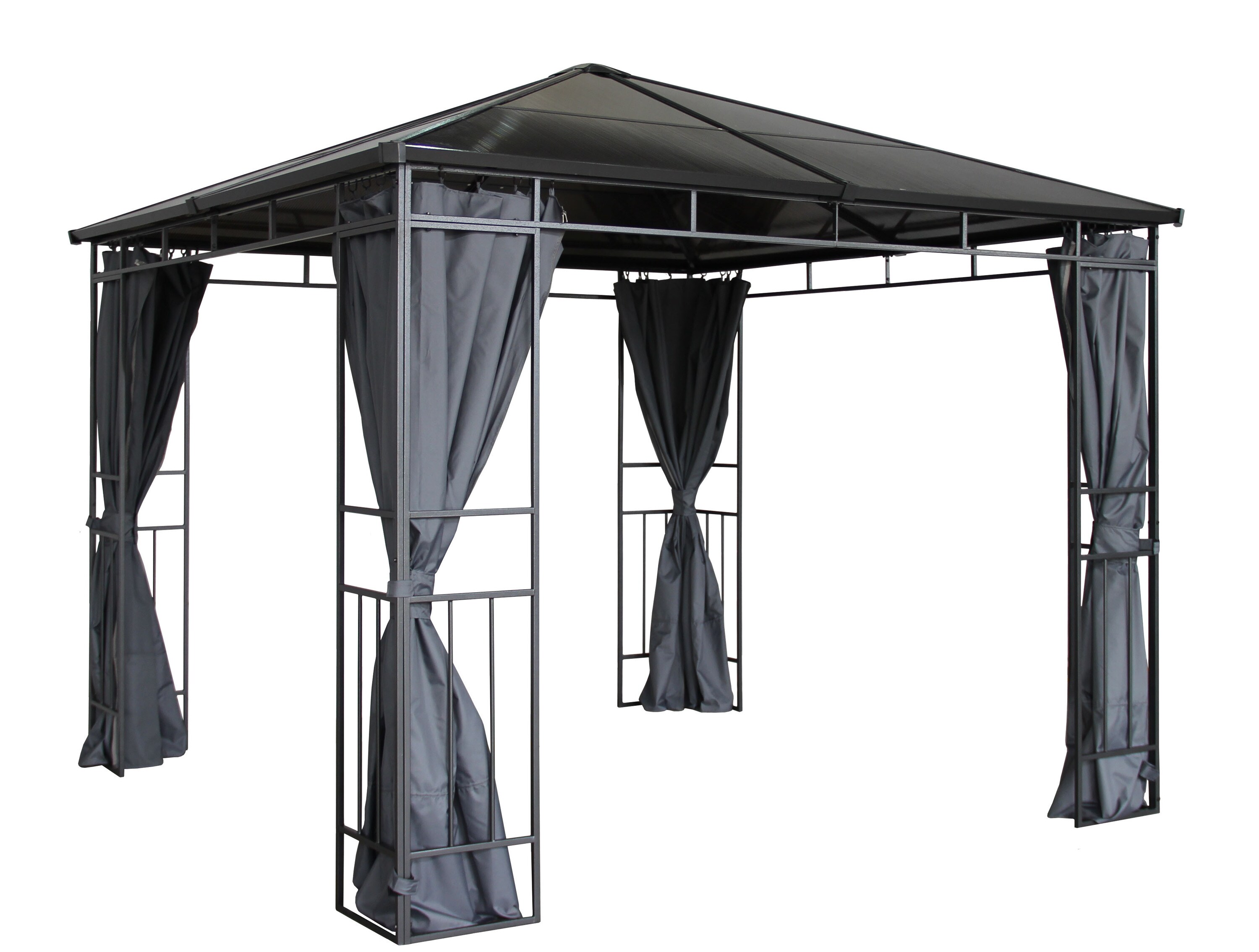 Grasekamp Hardtop Pavillon Limone 3x3m inkl.  Seitenteile Doppelstegplatten Hohlkammer  Polycarbonat - Bild 1