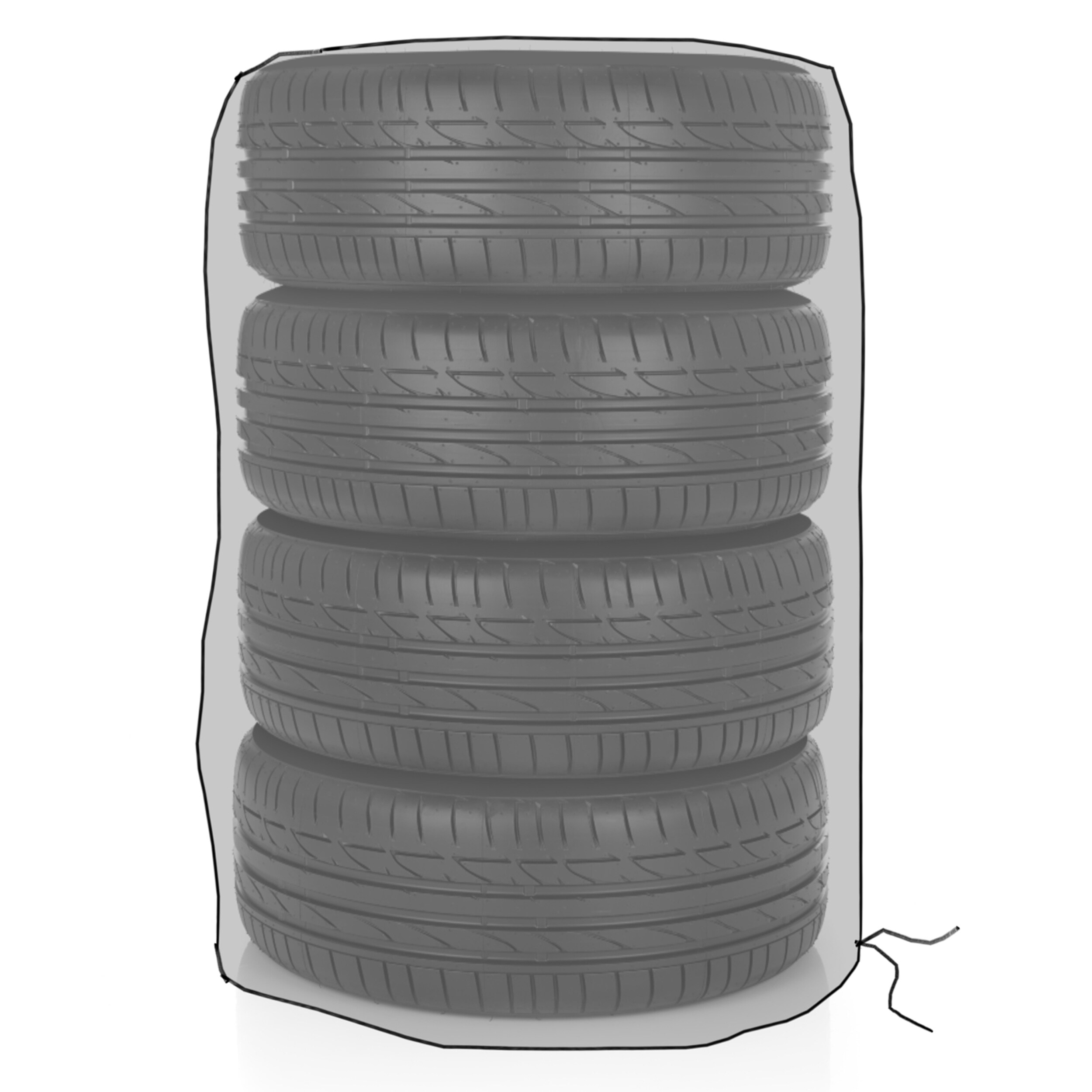 Grasekamp Schutzhaube f&uuml;r Autoreifen Felgenbaum  Felgenst&auml;nder Reifenstapel 210D Schwarz - Bild 1