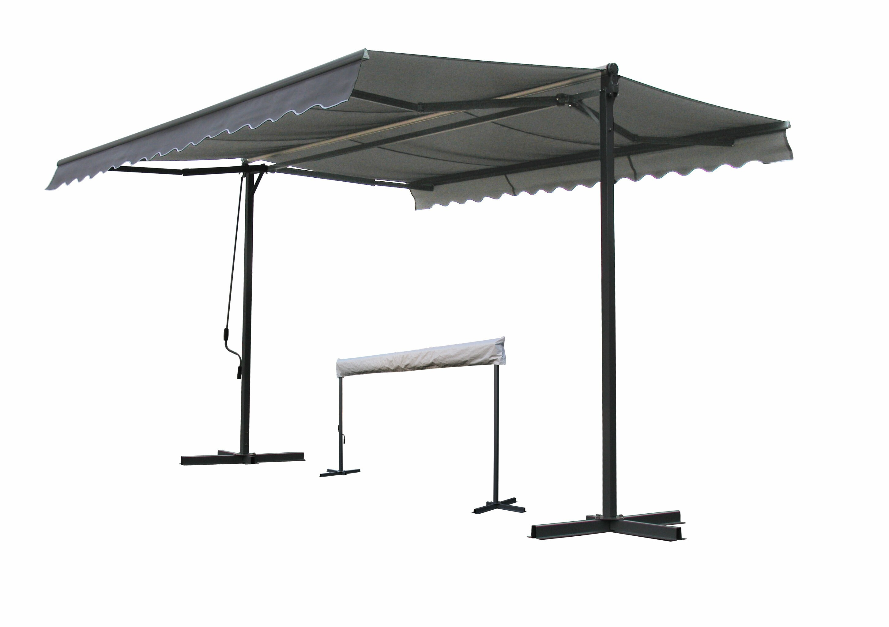 Grasekamp Standmarkise 4x4m Platingrau mit  Schutzh&uuml;lle Gelenkarm Markise London - Bild 1