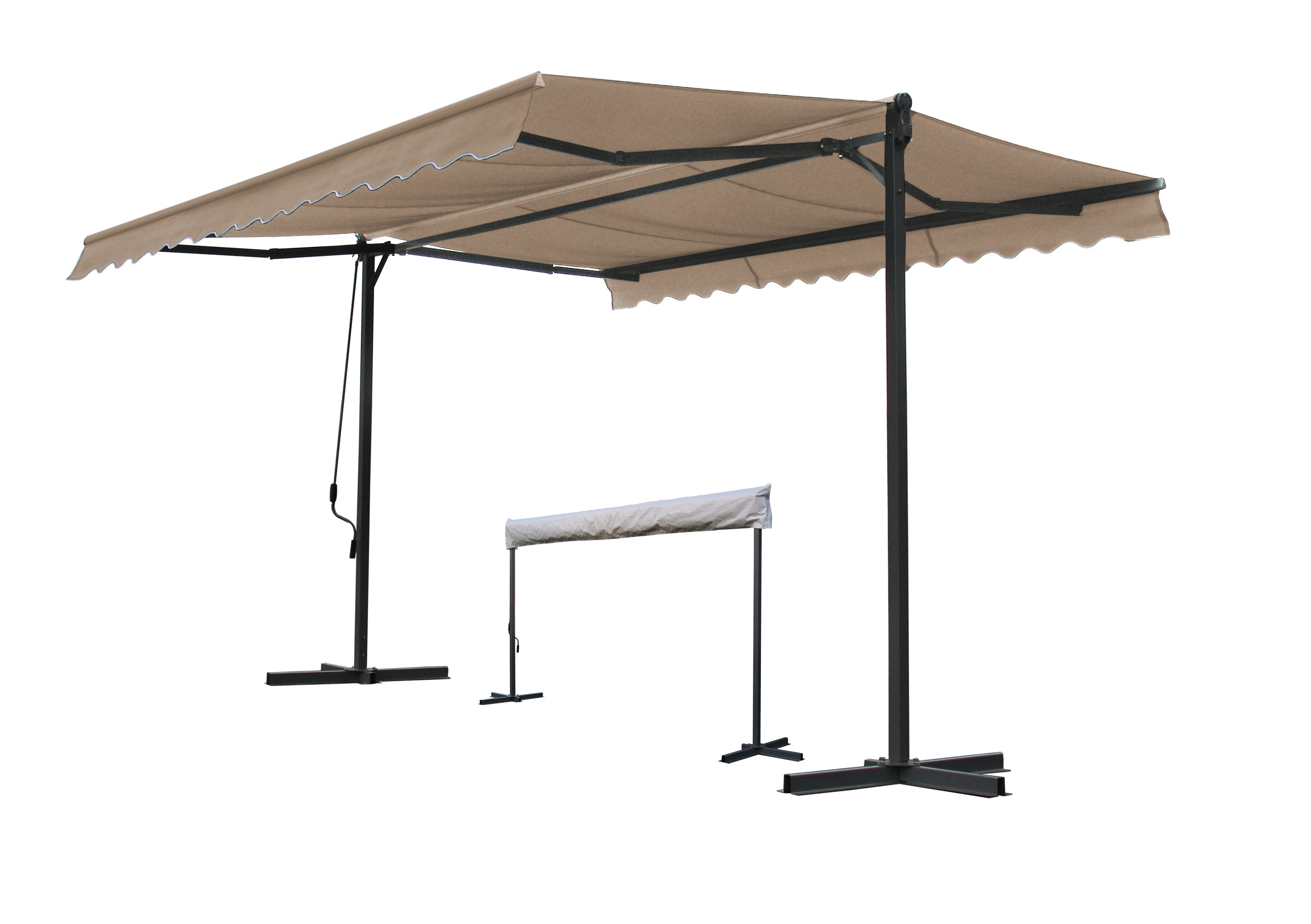 Grasekamp Standmarkise Gelenkarm Markise London  4x4m Sand mit Schutzh&uuml;lle - Bild 1