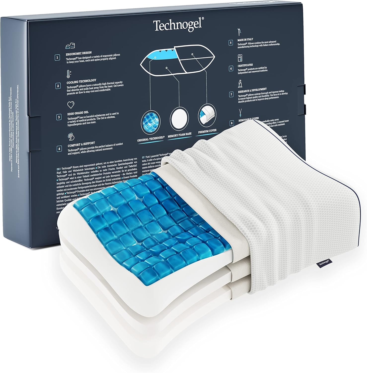 Technogel TECHNOGEL&reg; New Generation Original Anatomic Curve Orthop&auml;disches Nackenst&uuml;tz-Kopfkissen h&ouml;henverstellbar - Bild 1