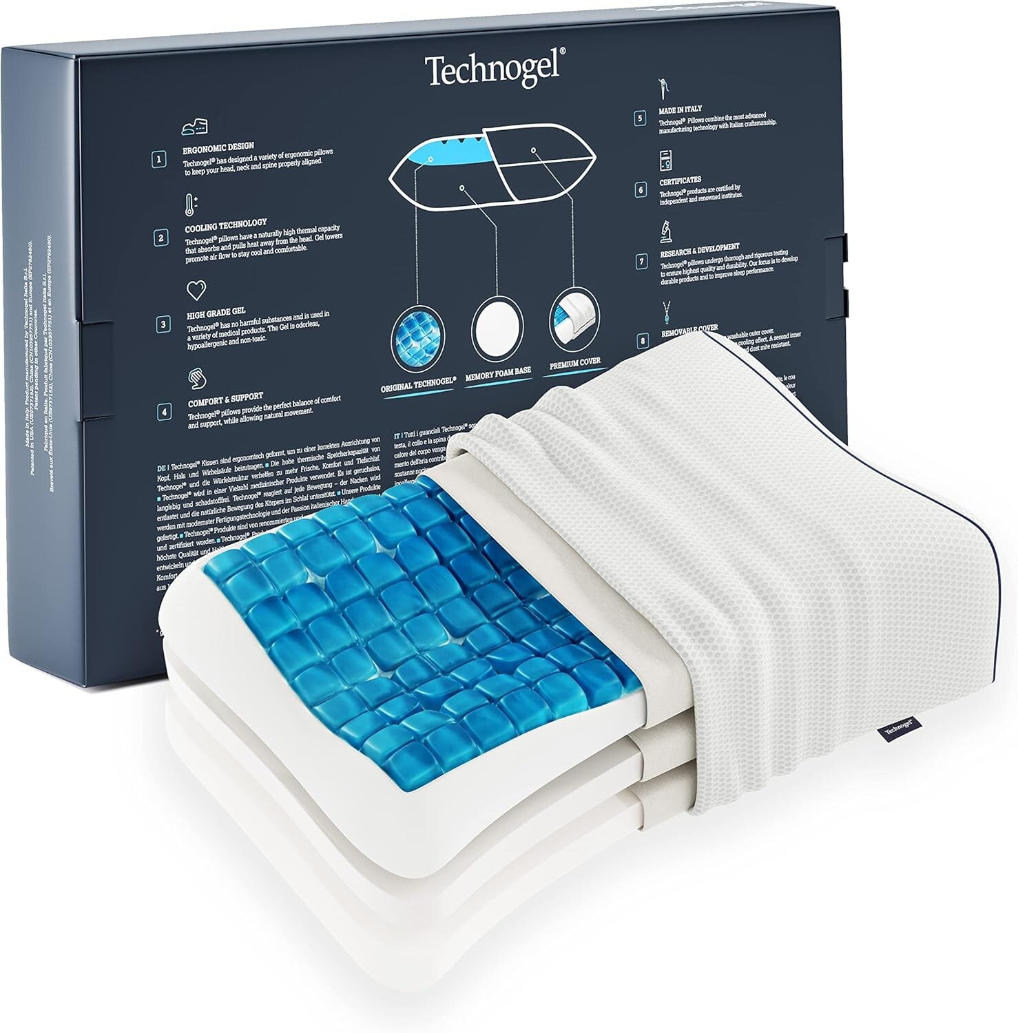 Technogel TECHNOGEL® New Generation Original Anatomic Curve Orthopädisches Nackenstütz-Kopfkissen höhenverstellbar