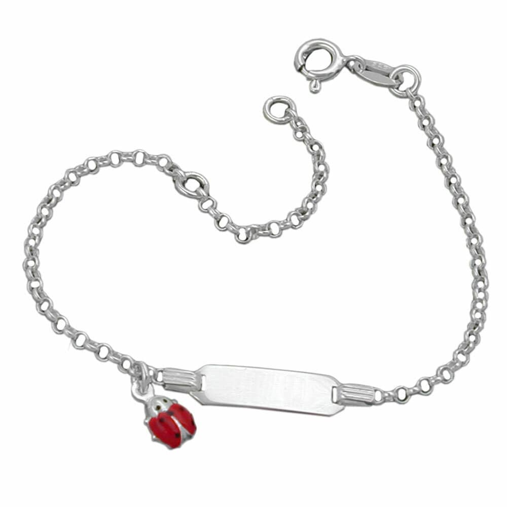Gallay Schildband f&uuml;r Kinder Ankerkette Gravurplatte 19x5,8mm Marienk&auml;fer Silber 925 18cm - Bild 1
