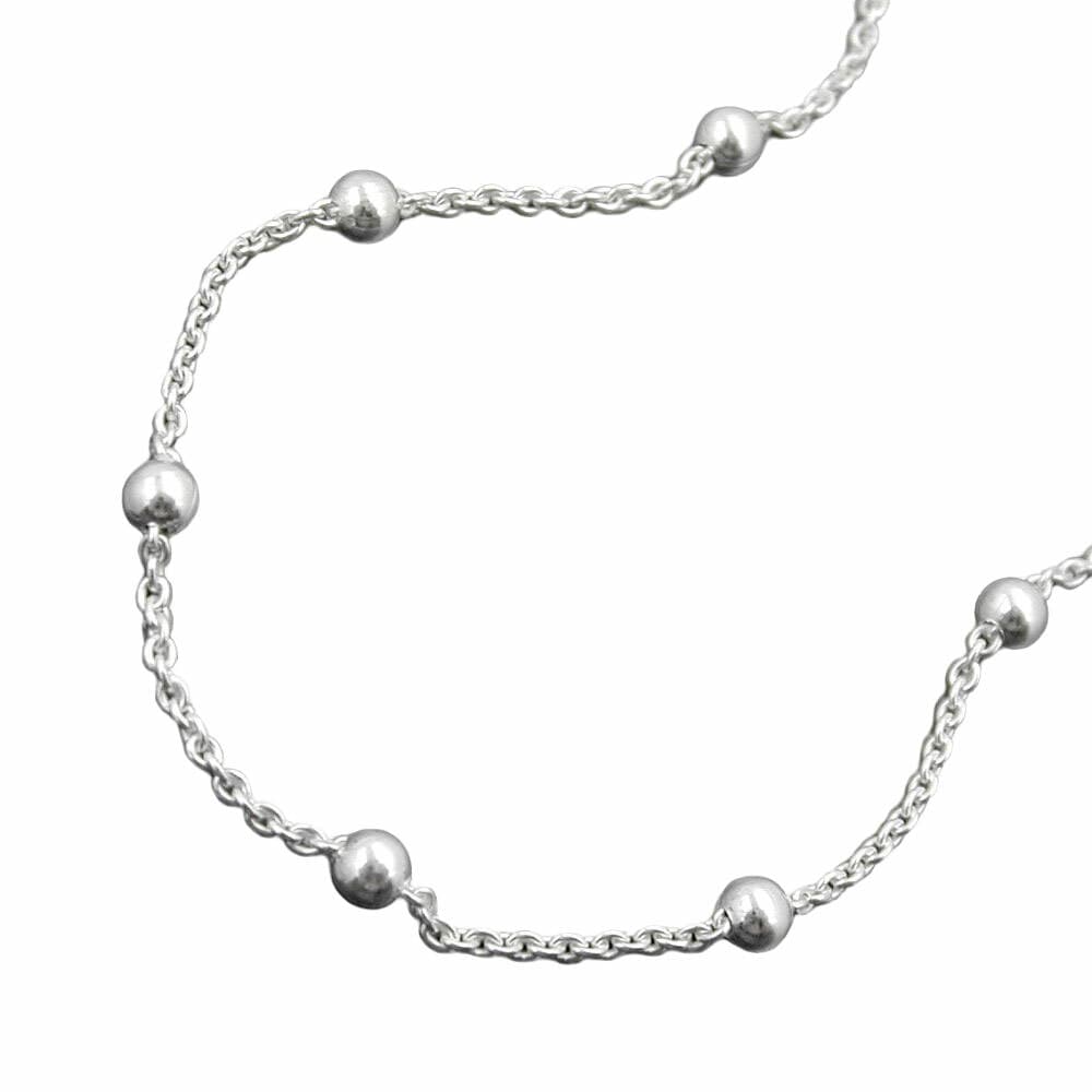 Gallay Fu&szlig;kette 1,3mm Ankerkette l&auml;ngenvariabel mit 13 Kugeln Silber 925 25cm - Bild 1