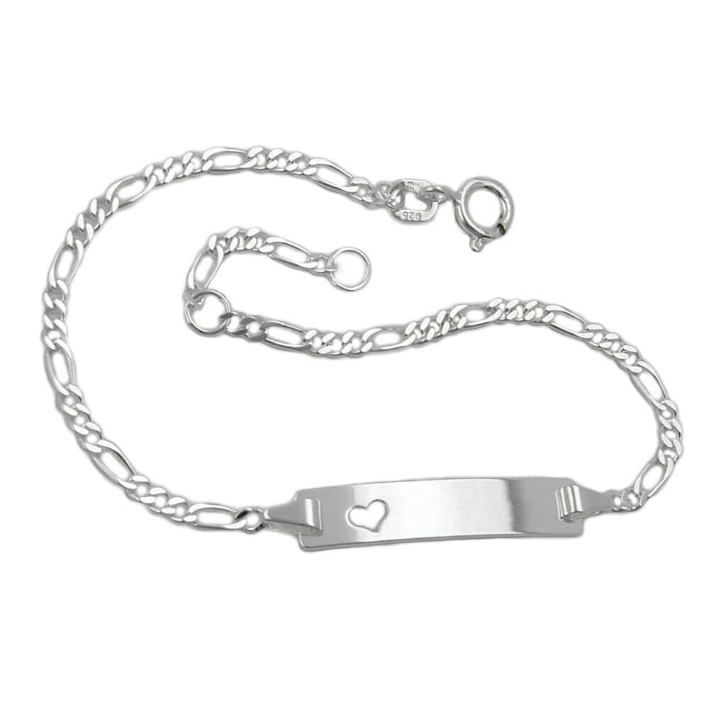 Gallay Schildarmband 2mm Figarokette mit Herz Armband mit Gravurplatte 25x5x1mm Silber 925 19cm - Bild 1