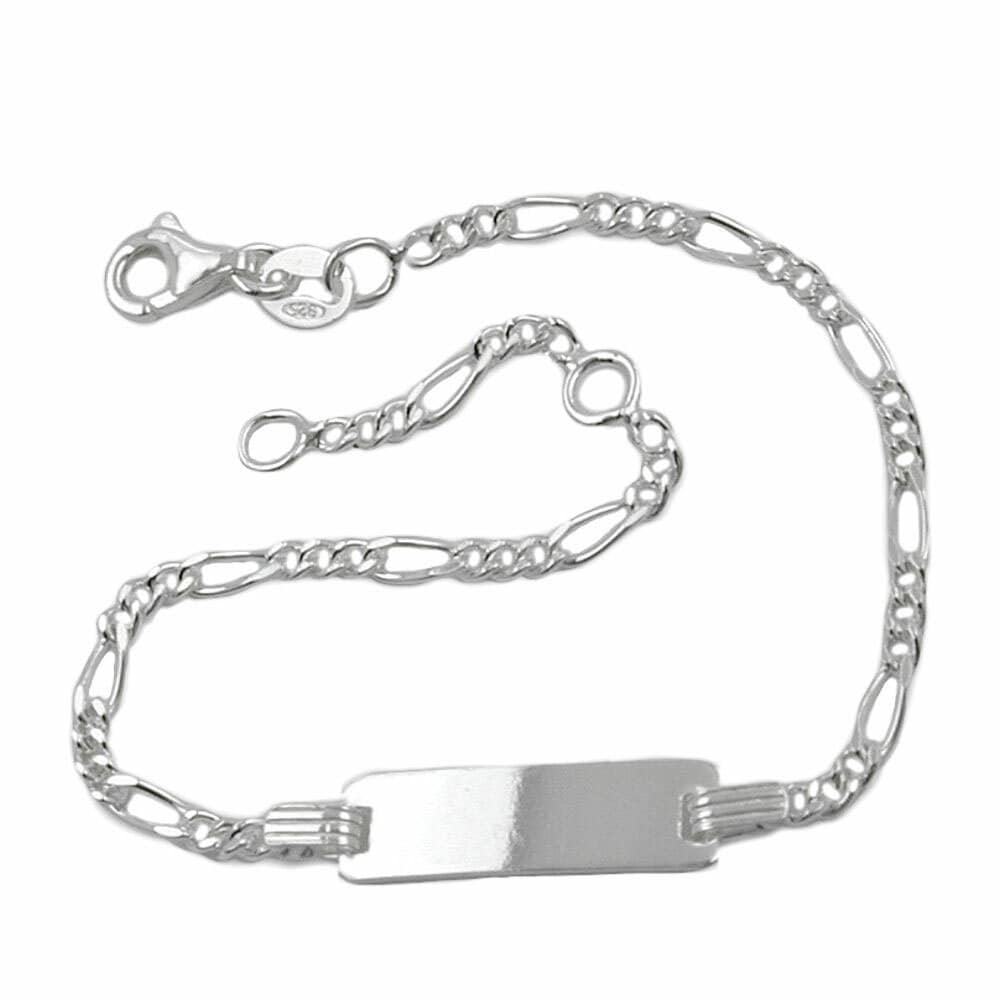 Gallay Schildarmband f&uuml;r Kinder 2,2mm Figarokette Gravurplatte 21x5mm Silber 925 16cm - Bild 1