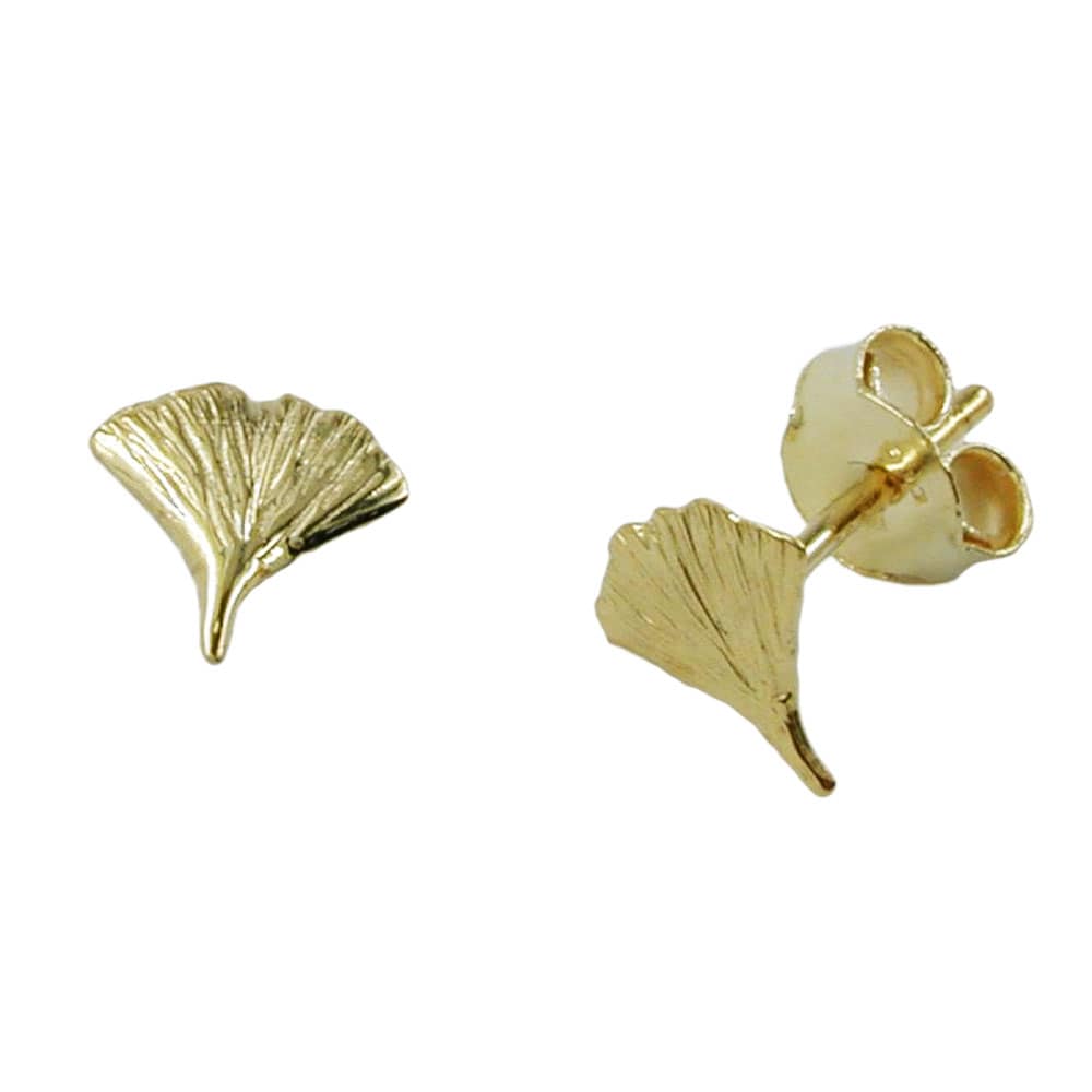 Gallay Ohrstecker Ohrring 7mm Ginkgoblatt gl&auml;nzend 9Kt GOLD - Bild 1