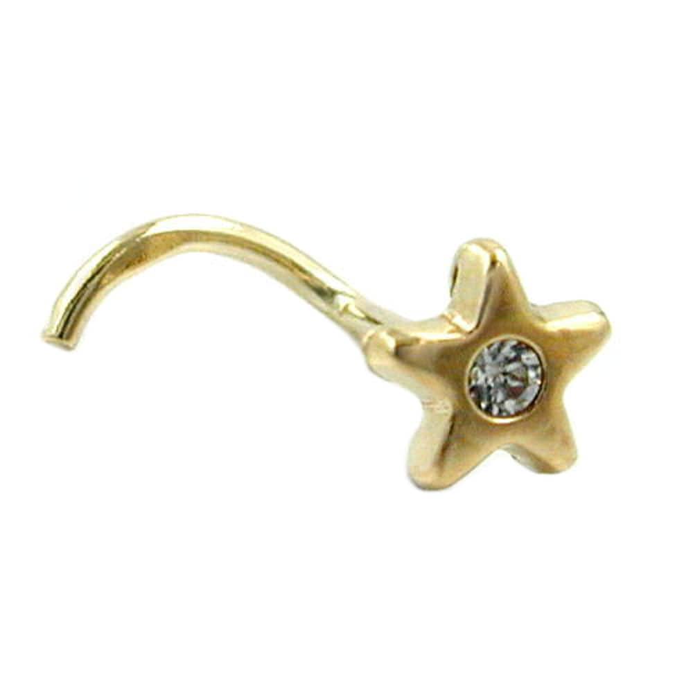 Gallay Nasenstecker 4mm Stern mit Zirkonia wei&szlig; 14Kt GOLD - Bild 1