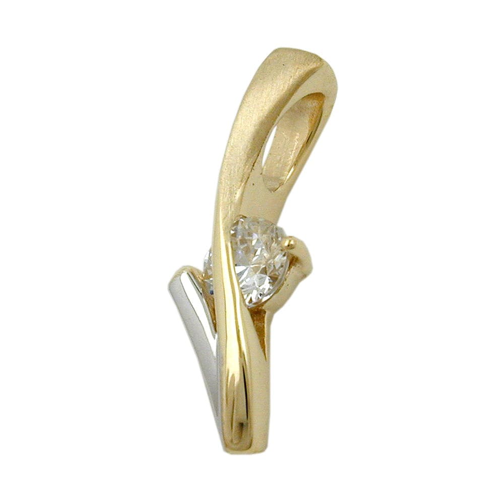 Gallay Anh&auml;nger 19x6mm bicolor rhodiniert mit Zirkonia 9Kt GOLD - Bild 1