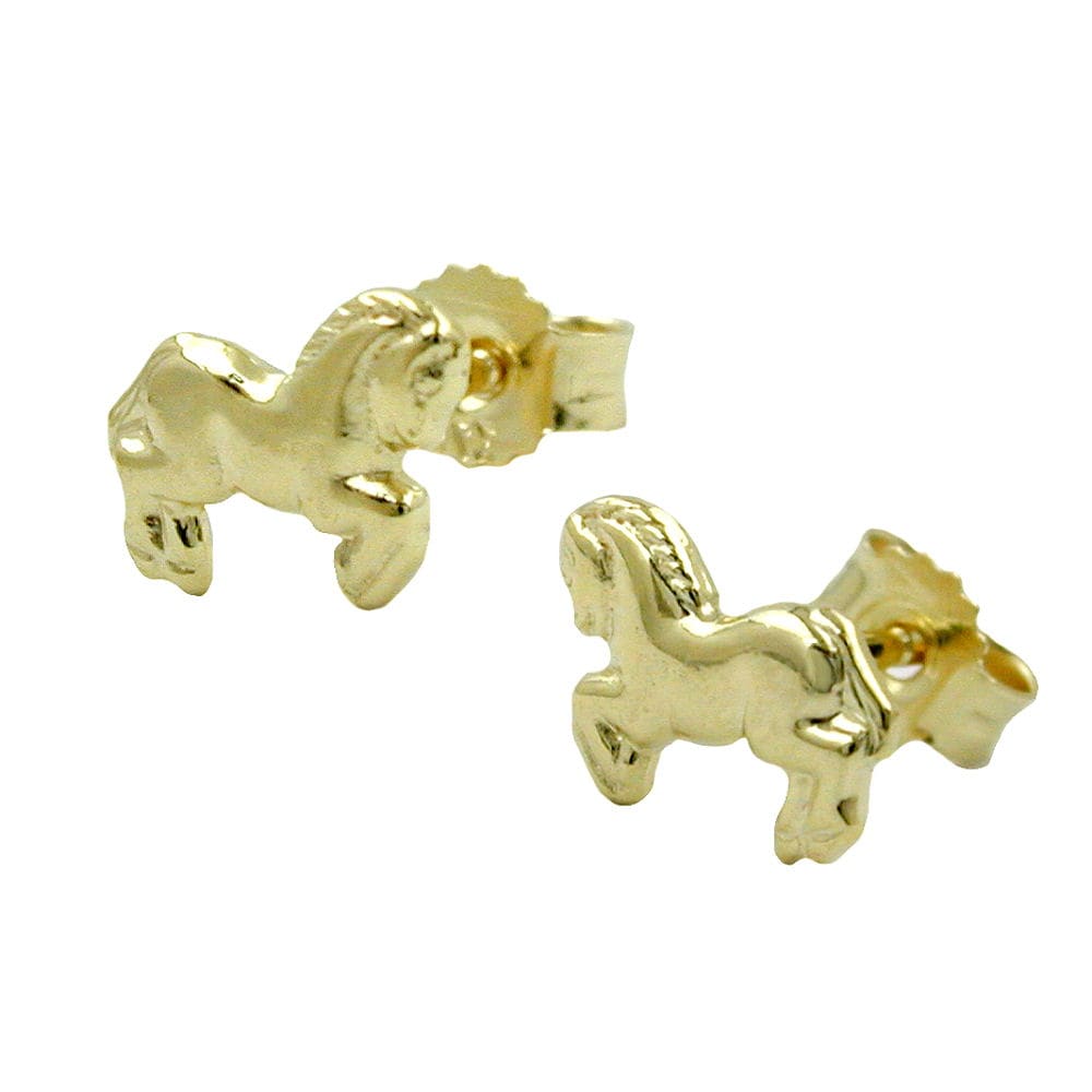 Gallay Ohrstecker Ohrring 6x7mm Pferde gl&auml;nzend 9Kt GOLD - Bild 1