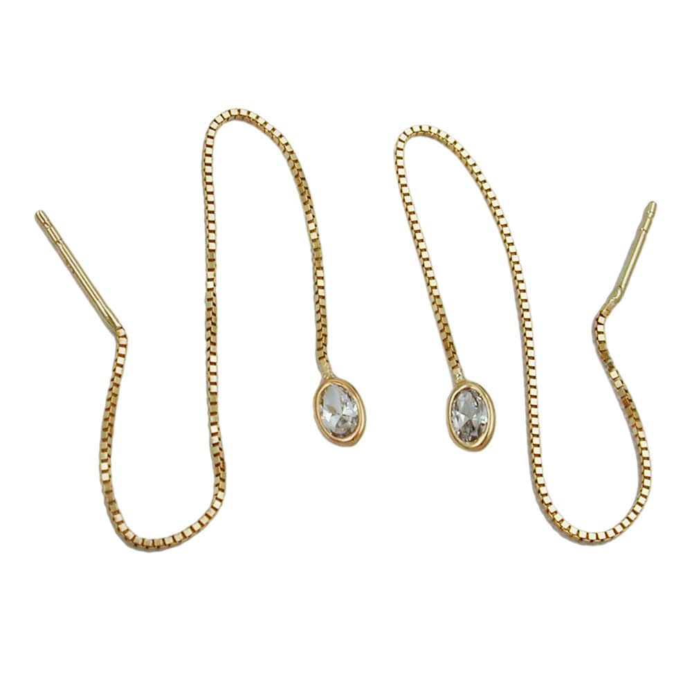 Gallay Durchzieher Ohrring Ohrh&auml;nger 93x3mm Venezianerkette mit Zirkonia 9Kt GOLD - Bild 1