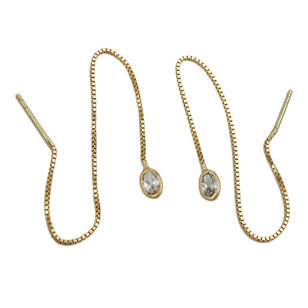 Gallay Durchzieher Ohrring Ohrhänger 93x3mm Venezianerkette mit Zirkonia 9Kt GOLD