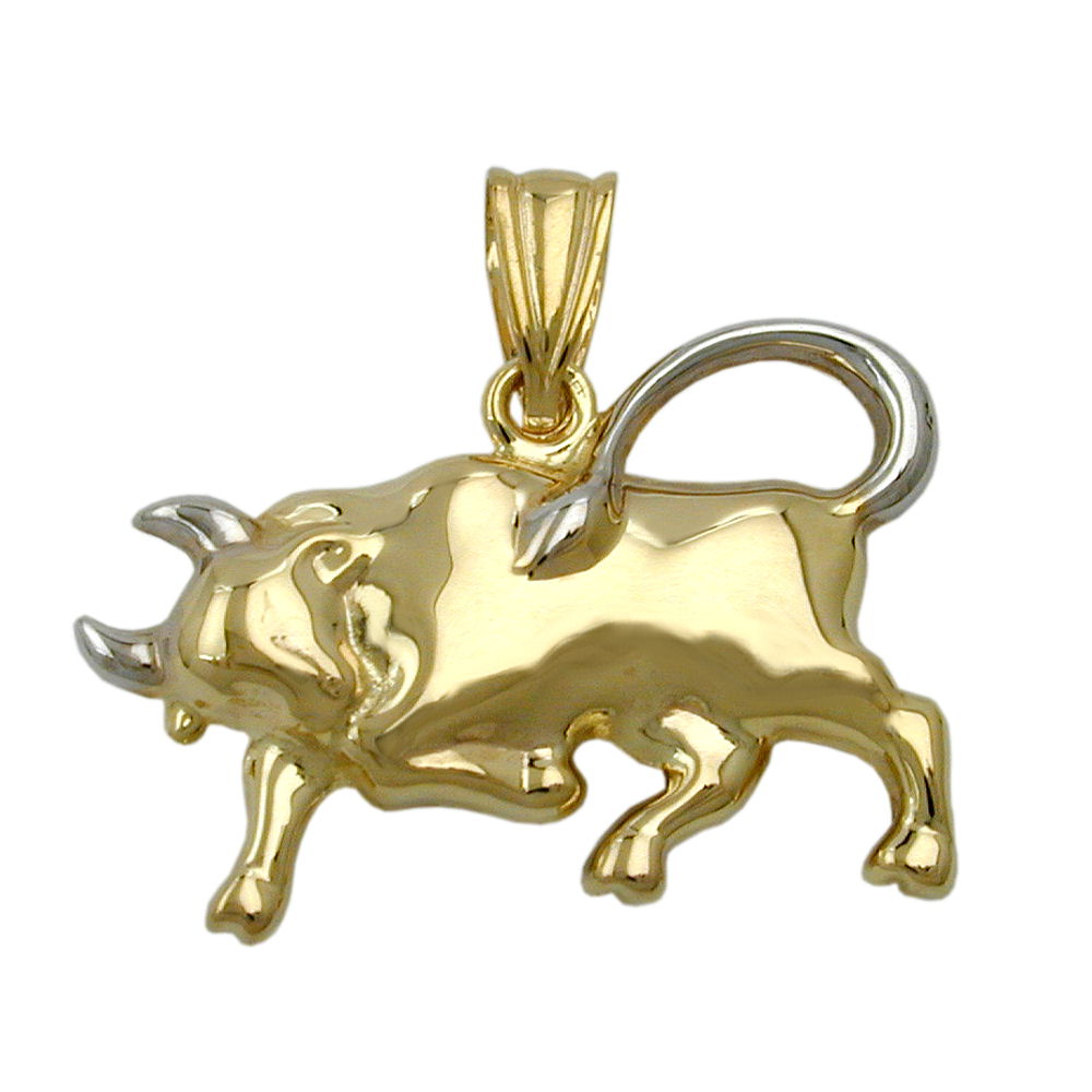 Gallay Anh&auml;nger 16x23mm Stier bicolor rhodiniert 9Kt GOLD - Bild 1