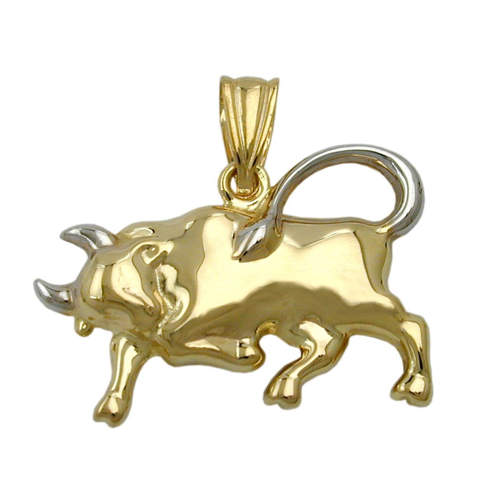 Gallay Anhänger 16x23mm Stier bicolor rhodiniert 9Kt GOLD