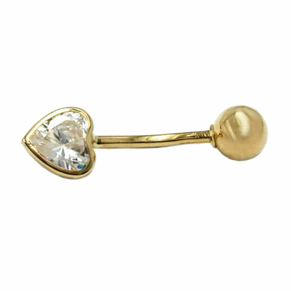 Gallay Bauchnabelpiercing Banana 20x6mm Zirkonia-Herz 14Kt GOLD - Bild 1