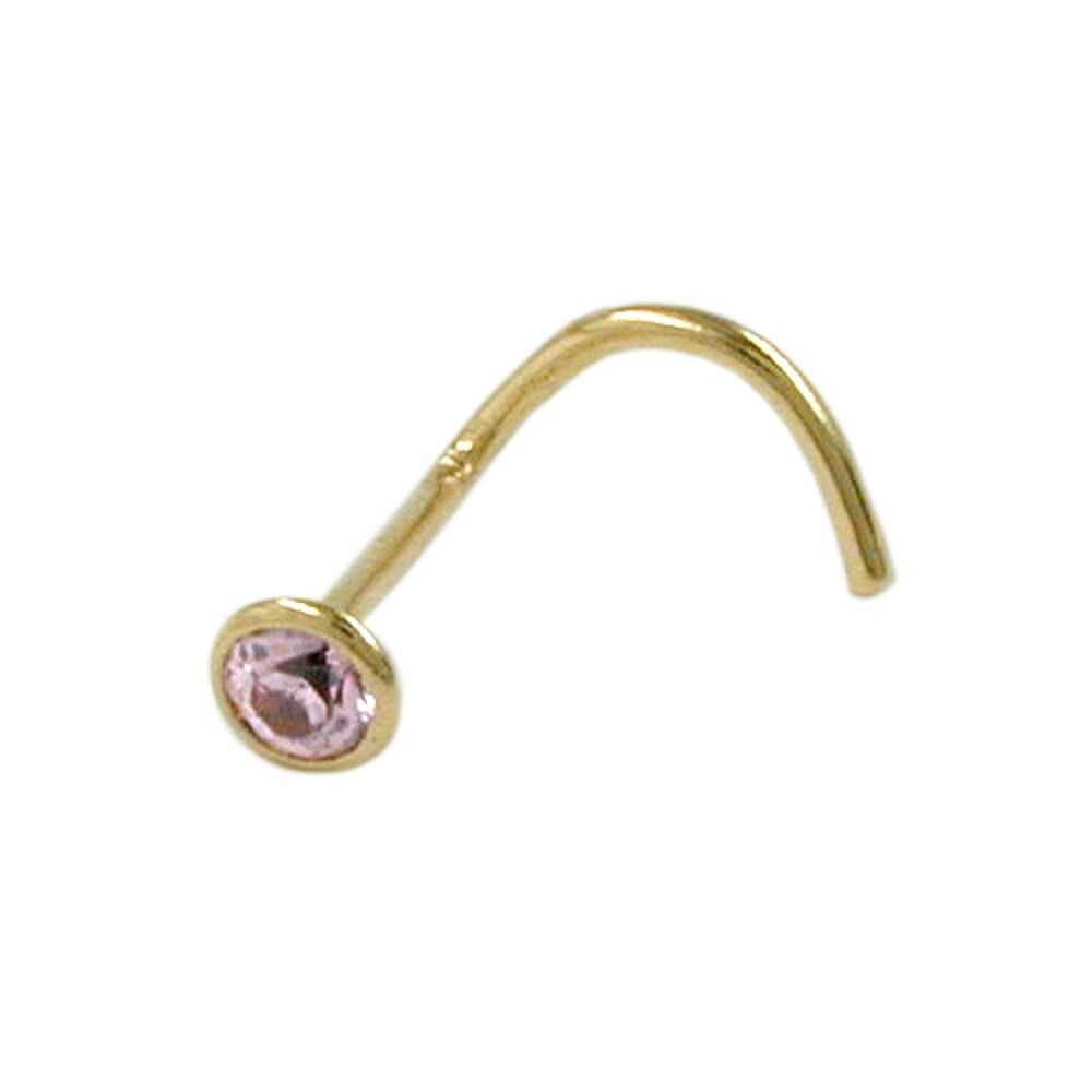 Gallay Nasenstecker 2,5mm Spirale mit Zirkonia rund pink 18Kt Gold