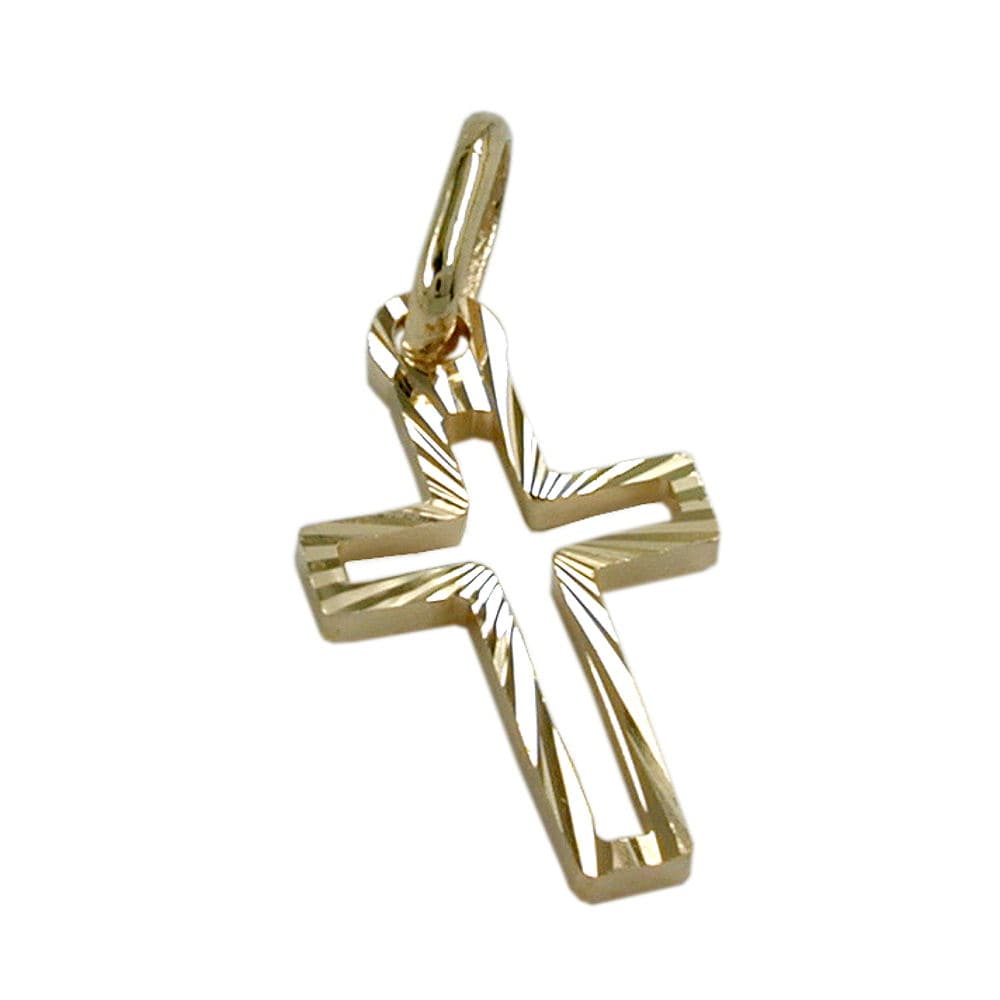 Gallay Anh&auml;nger 16x9mm Kreuz diamantiert 14Kt GOLD - Bild 1
