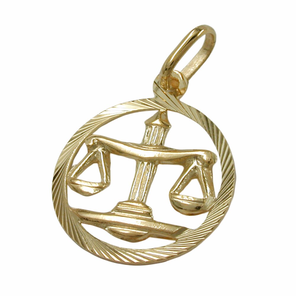 Gallay Anh&auml;nger 15mm Sternzeichen Waage 9Kt GOLD - Bild 1