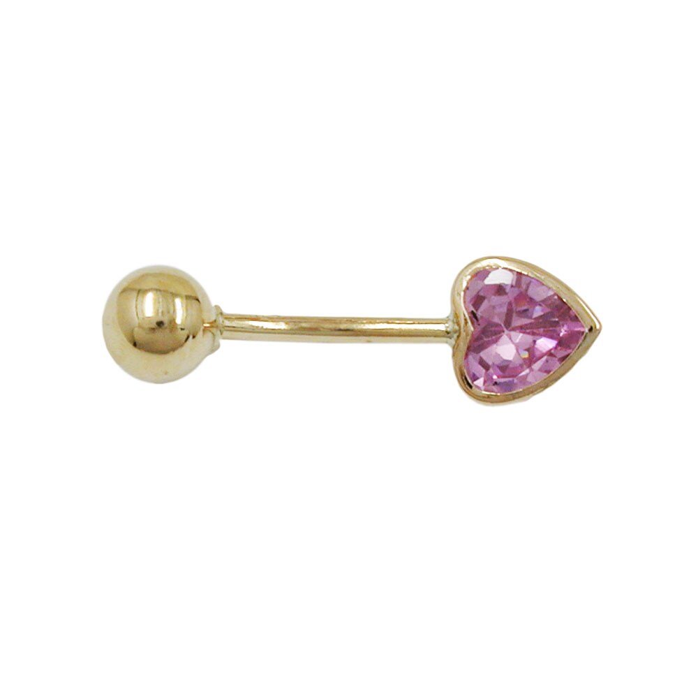 Gallay Bauchnabelpiercing Banana 20x6mm Zirkonia-Herz pink 14Kt GOLD