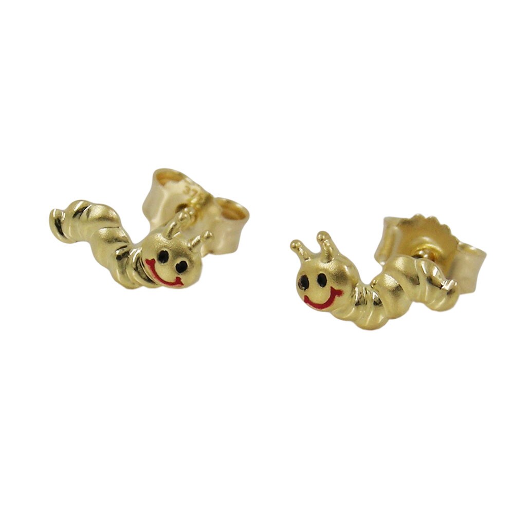 Gallay Ohrstecker Ohrring 4x8mm Wurm matt-gl&auml;nzend farbig 9Kt GOLD - Bild 1