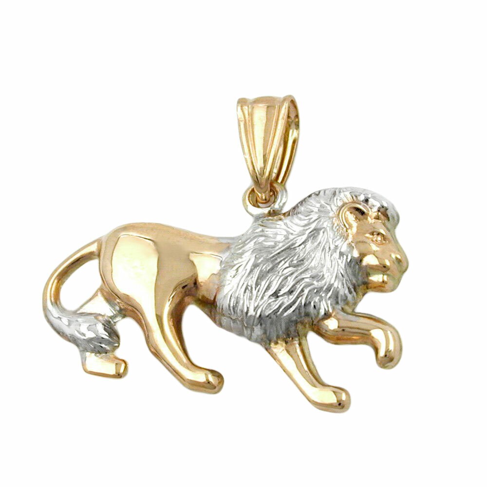 Gallay Anhänger 23x15mm Löwe bicolor rhodiniert 9Kt GOLD