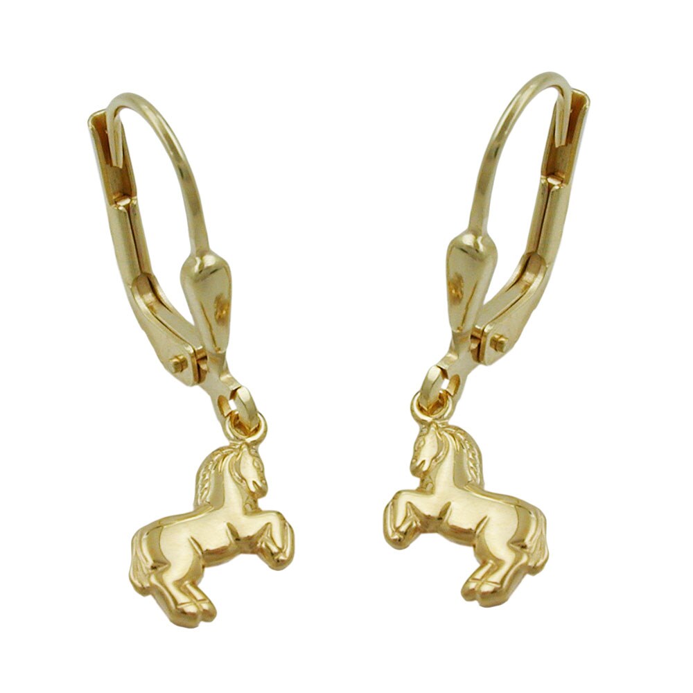 Gallay Ohrbrisur Ohrh&auml;nger Ohrringe 25x7mm Pferd 9Kt GOLD - Bild 1