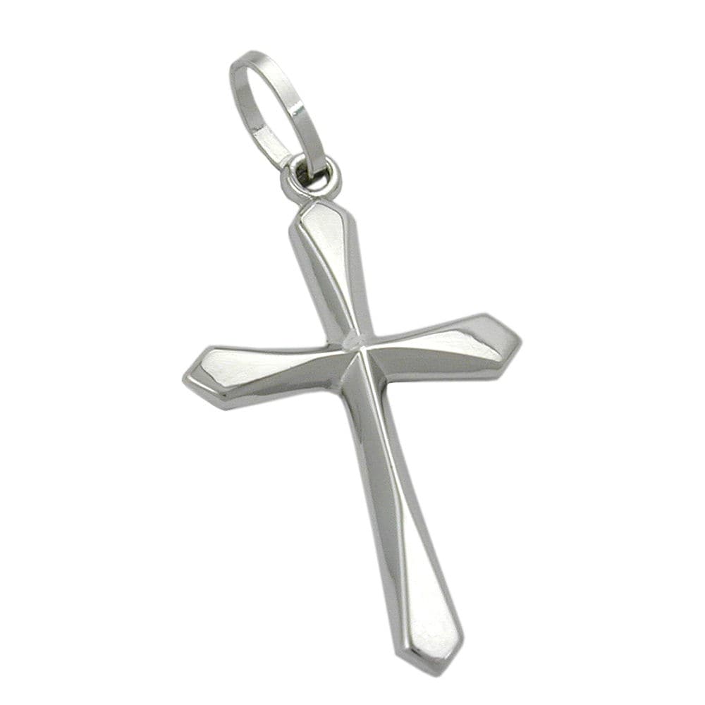 Gallay Anh&auml;nger 23x14mm Kreuz gl&auml;nzend 9Kt Wei&szlig;gold - Bild 1
