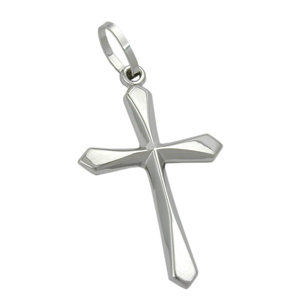 Gallay Anhänger 23x14mm Kreuz glänzend 9Kt Weißgold
