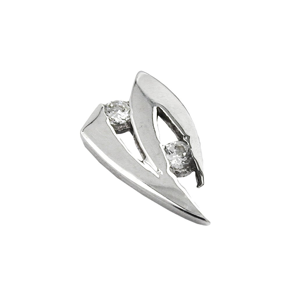 Gallay Anh&auml;nger 10x6mm mit Zirkonias 9Kt Wei&szlig;gold - Bild 1