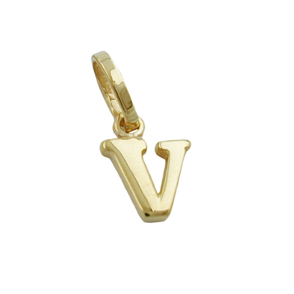 Gallay Anh&auml;nger 8x6mm Buchstabe V gl&auml;nzend 9Kt GOLD - Bild 1