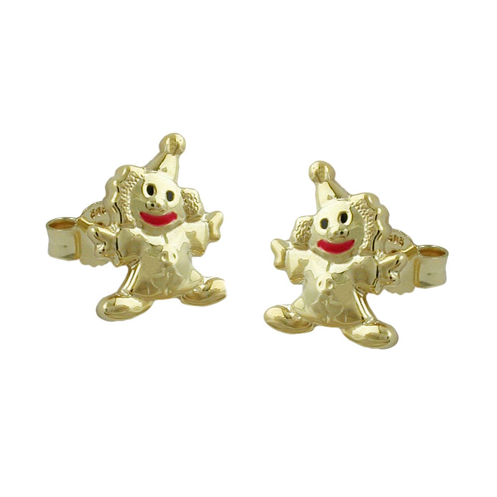 Gallay Ohrstecker Ohrring 8x6mm Clown gl&auml;nzend farbig lackiert 9Kt GOLD - Bild 1