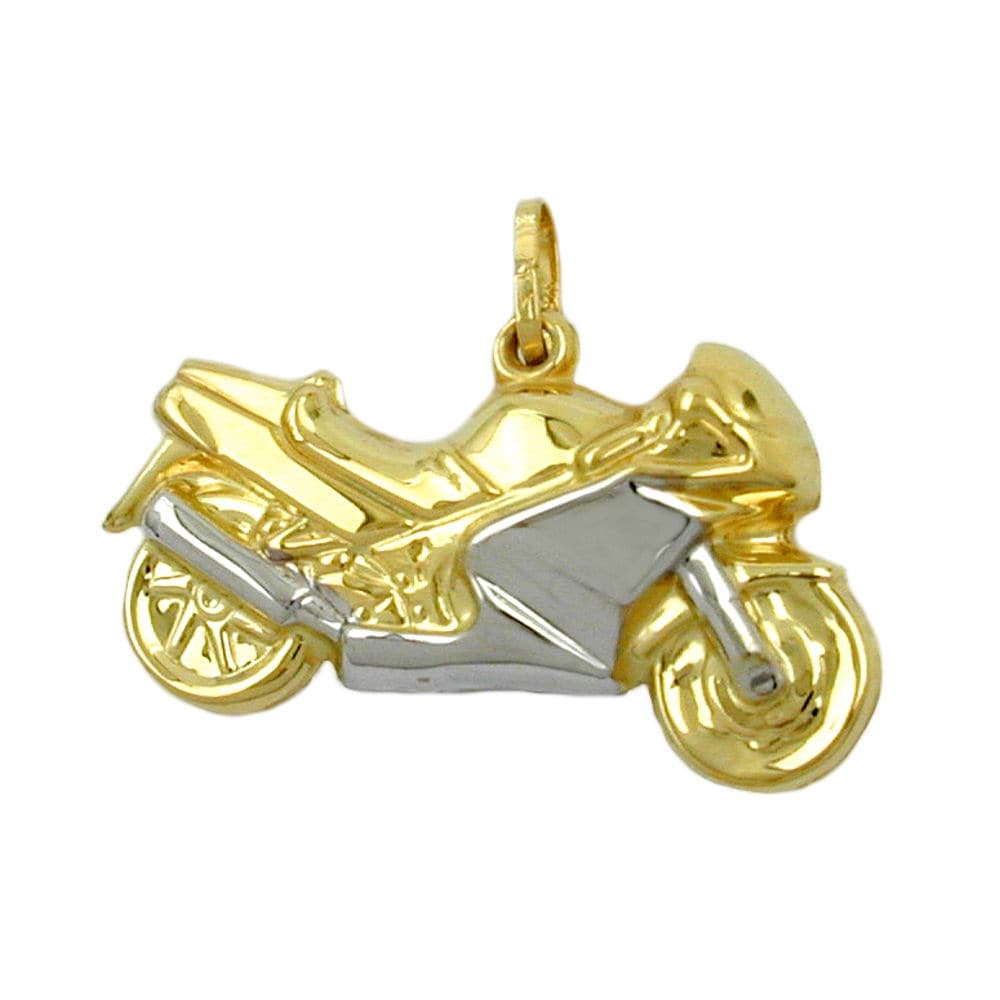 Gallay Anh&auml;nger 28mm Motorrad bicolor 9Kt GOLD - Bild 1