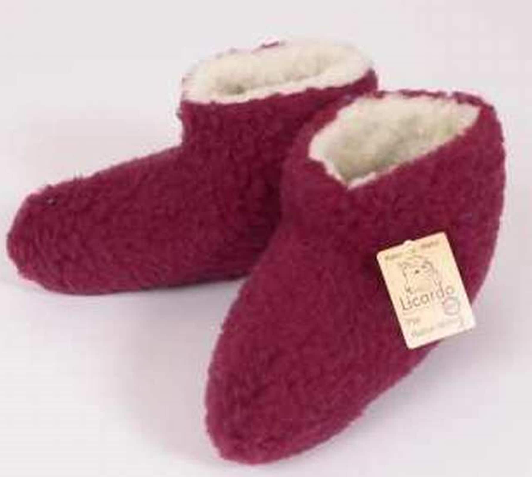 Linke Licardo Hausschuhe Bettschuhe Wolle farbig bordeaux - Bild 1