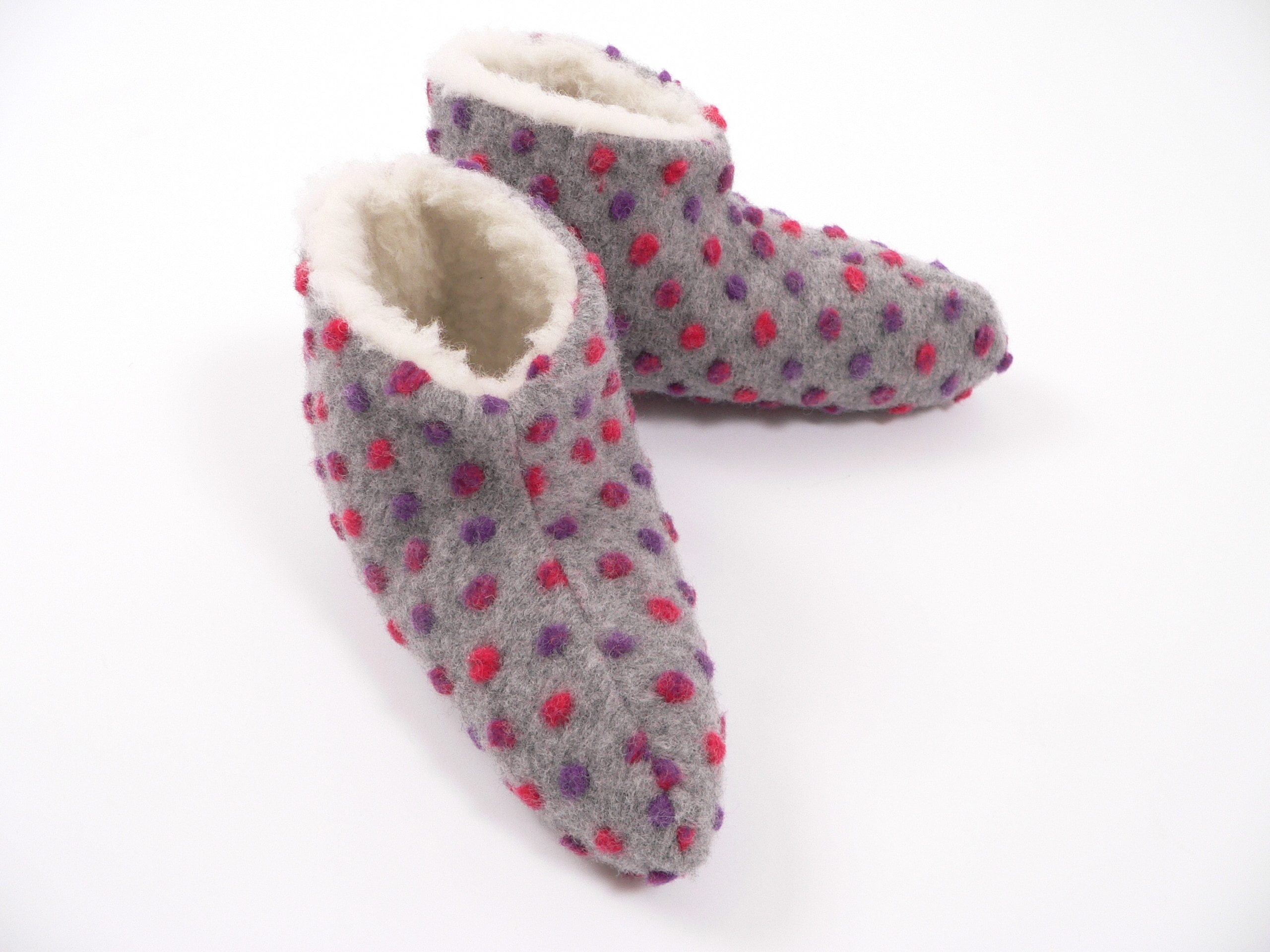 Linke Licardo Hausschuhe Bettschuhe Wolle Noppen silber - Bild 1