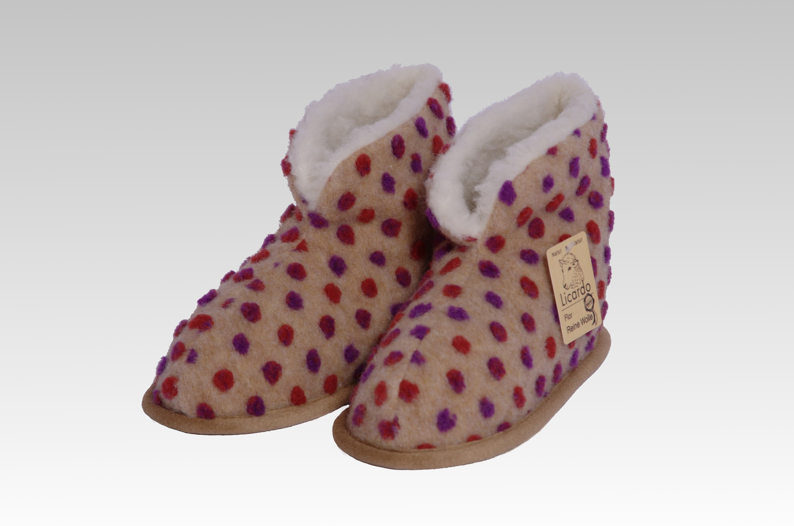 Linke Licardo Hausschuhe Heimschuh HS 18 Wolle Noppen beige - Bild 1