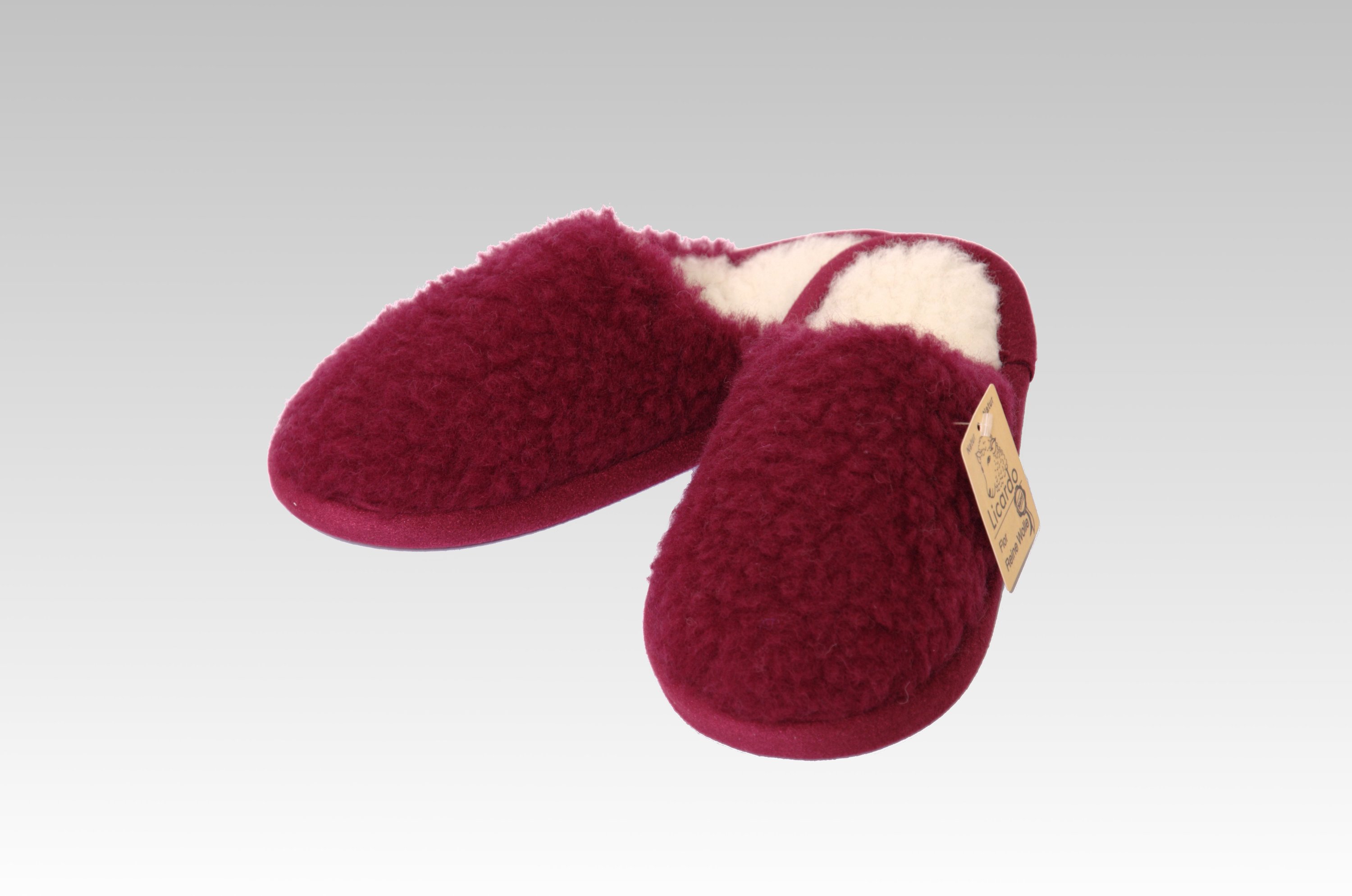 Linke Licardo Hausschuhe Pantoffel Wolle farbig bordeaux - Bild 1