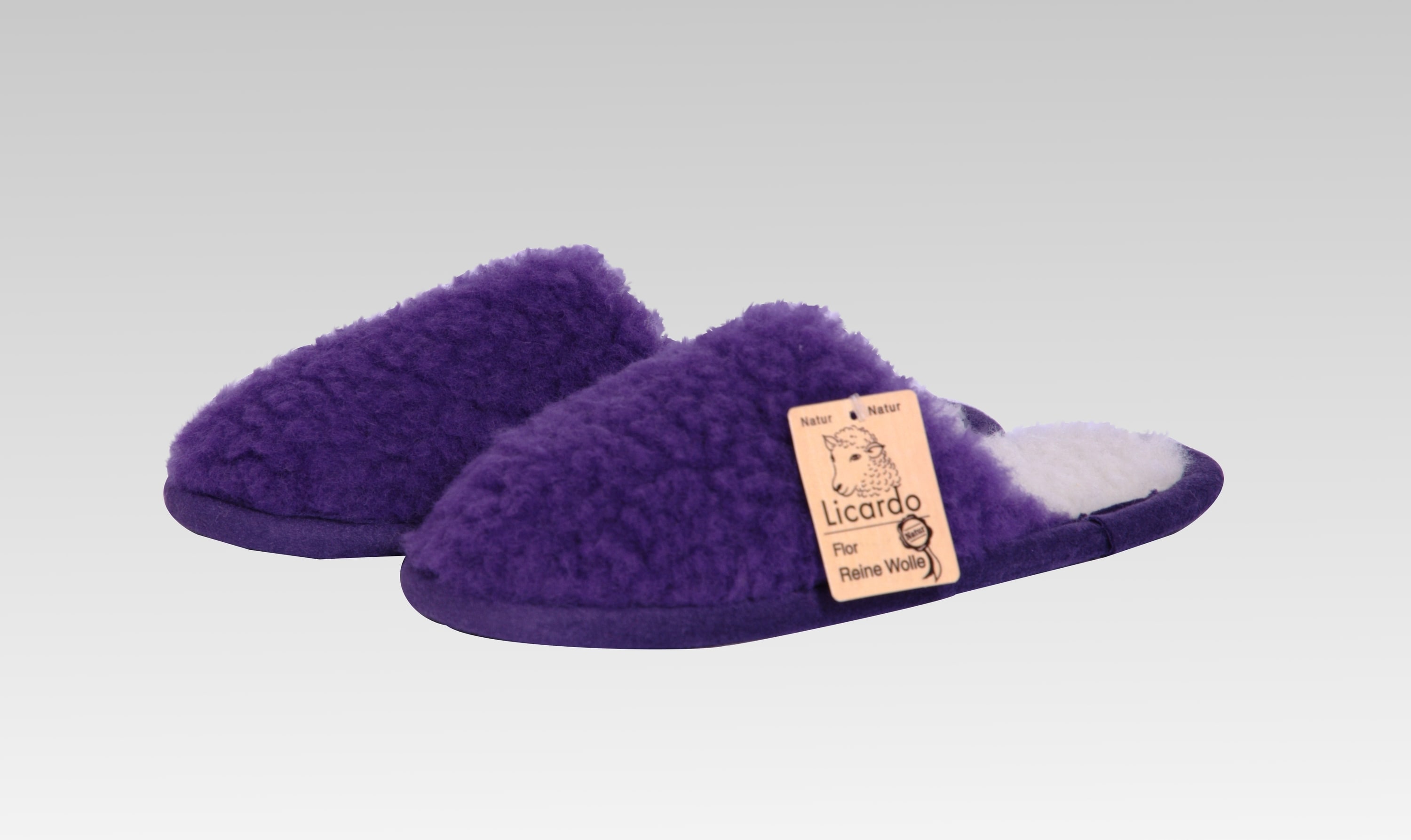 Linke Licardo Hausschuhe Pantoffel Wolle farbig lila - Bild 1