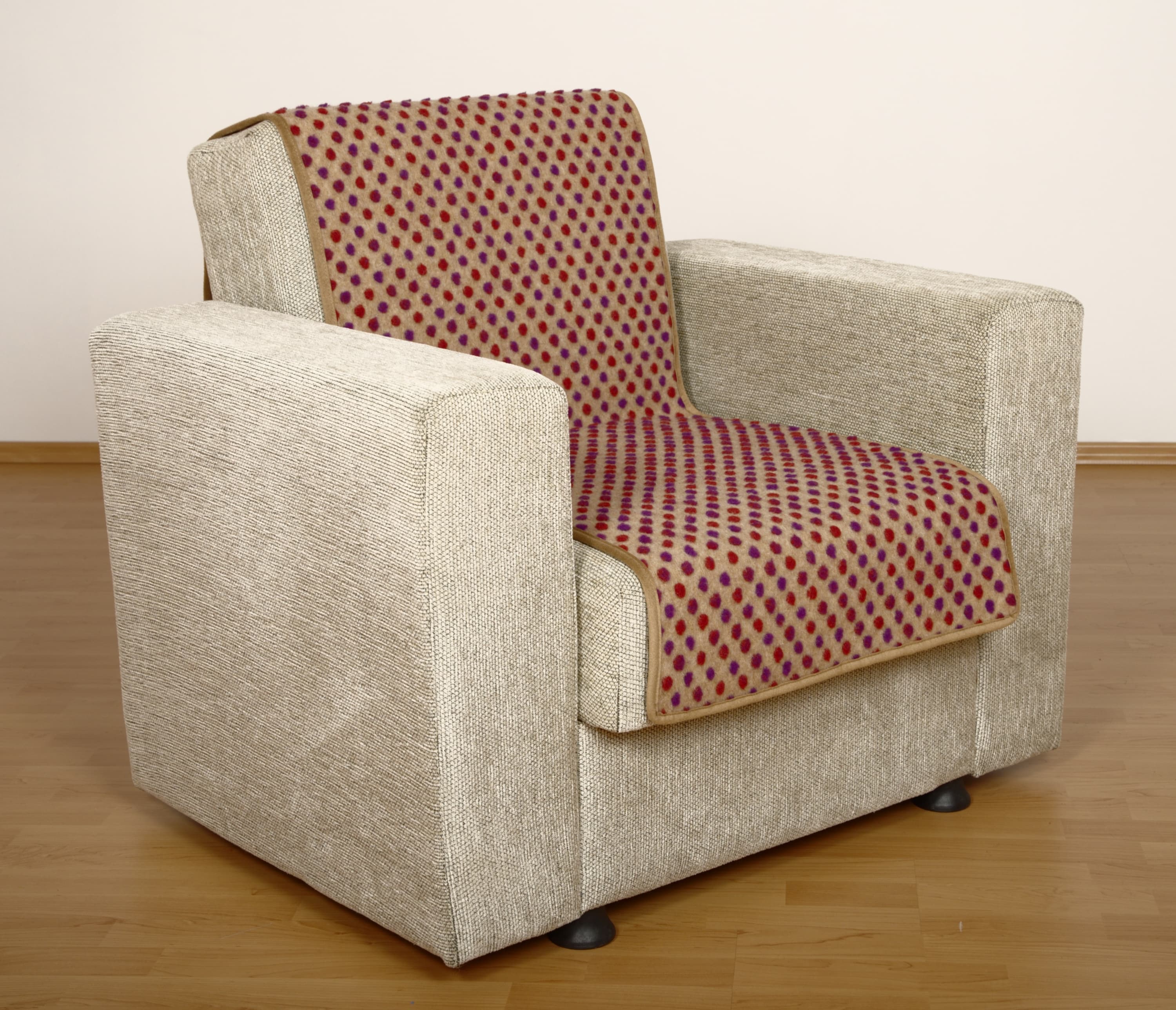 Linke Licardo Sitzfl&auml;chenschoner Sesselschoner Wolle Noppen beige 150 x 50 cm - Bild 1