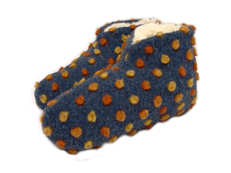Linke Licardo Bettschuhe Wolle Noppen blau - 38/39 - Bild 1