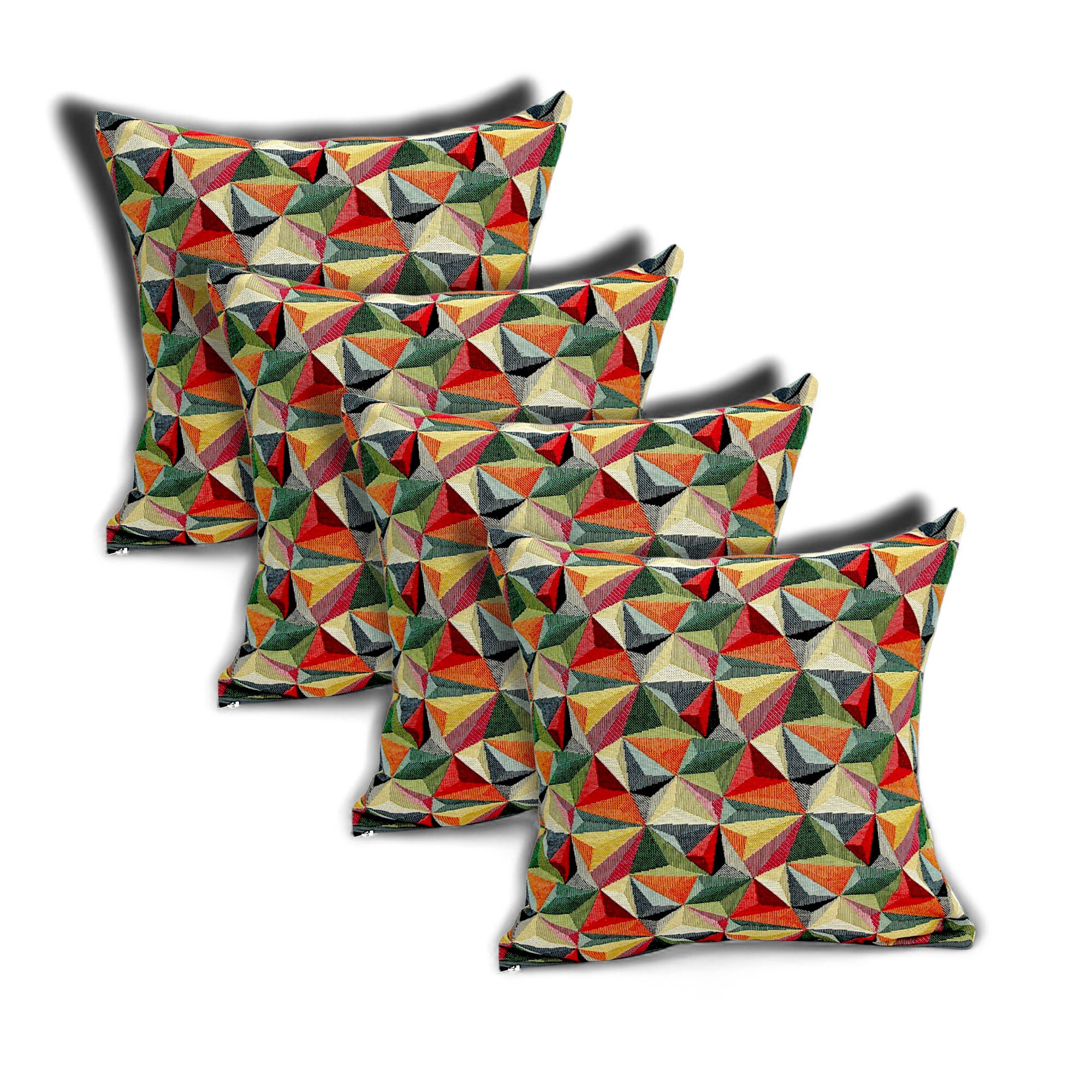 Linke Licardo Kissenh&uuml;lle Dreiecke 3D 50x50 cm 4er-Set - Bild 1