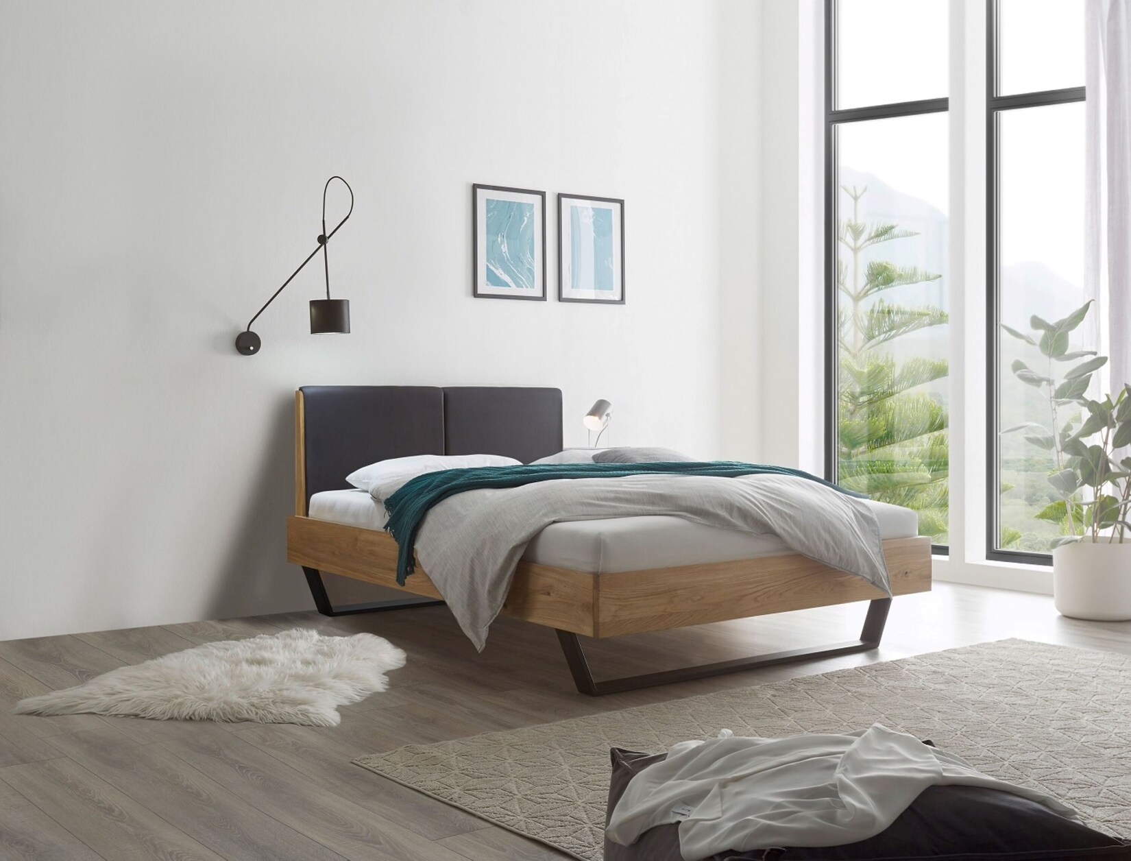 Vaja Möbel Massivholz Doppelbett Bett 140x200 cm Keke Eiche massiv geölt