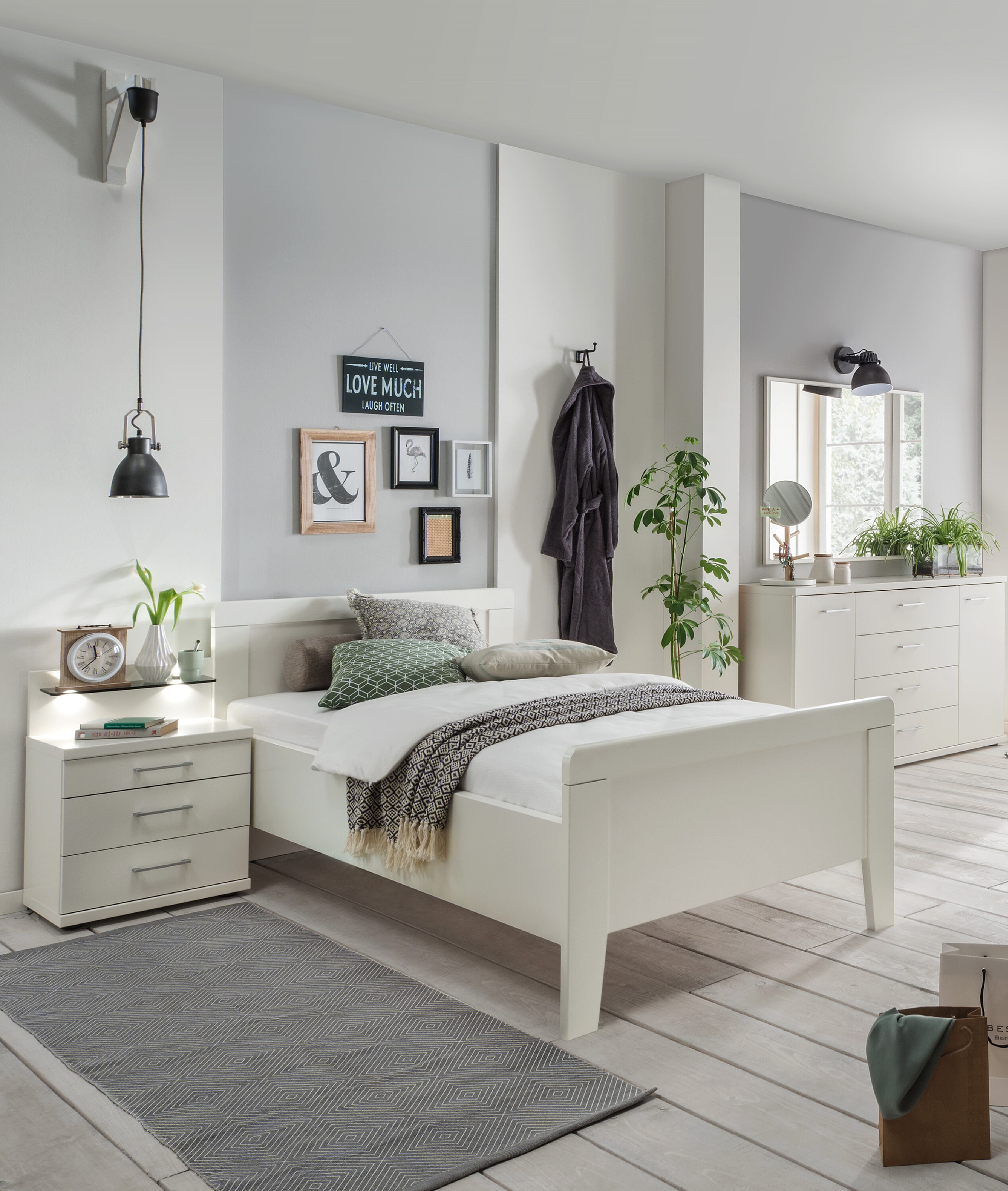 Vaja M&ouml;bel Einzelbett Bern Alpinwei&szlig; Dekor 90x200 cm - Bild 1