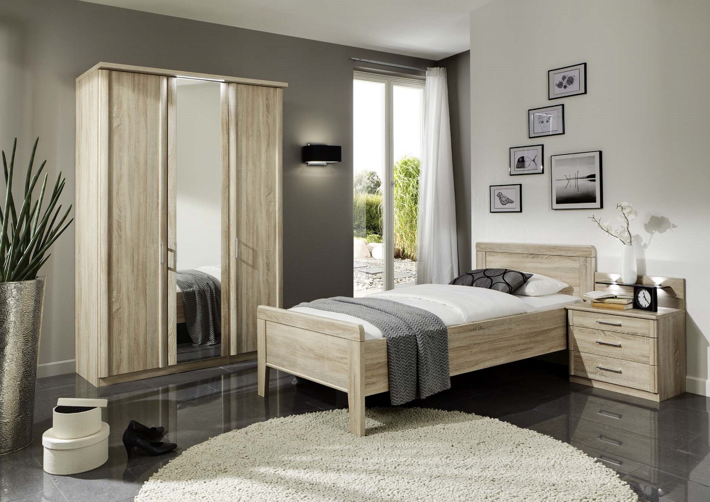 Vaja M&ouml;bel Einzelbett Meran Eiche S&auml;gerau Dekor 100x200 cm - Bild 1