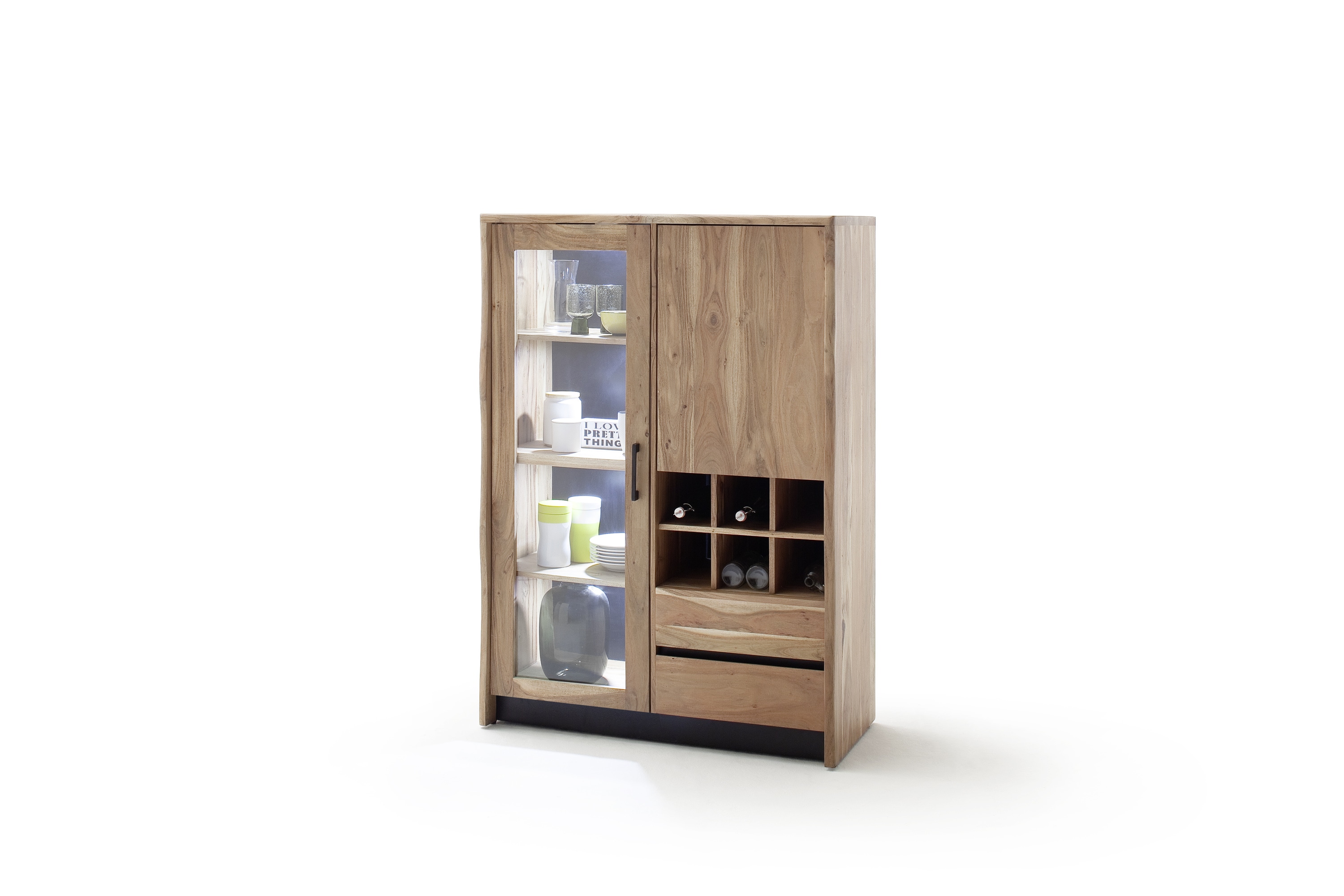 Vaja M&ouml;bel Highboard CALABRIA mit&nbsp;2 T&uuml;ren/ 2 Schubladen und Weinregaleinsatz - Bild 1