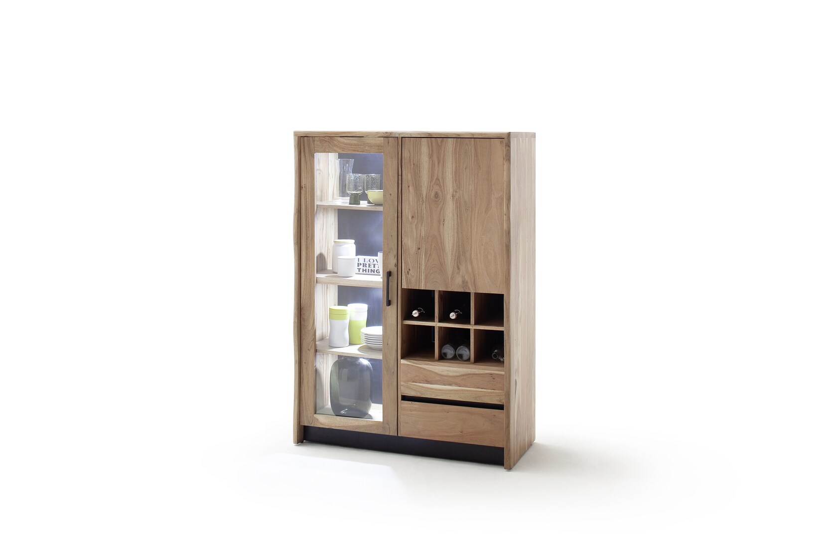 Vaja Möbel Highboard CALABRIA mit 2 Türen/ 2 Schubladen und Weinregaleinsatz