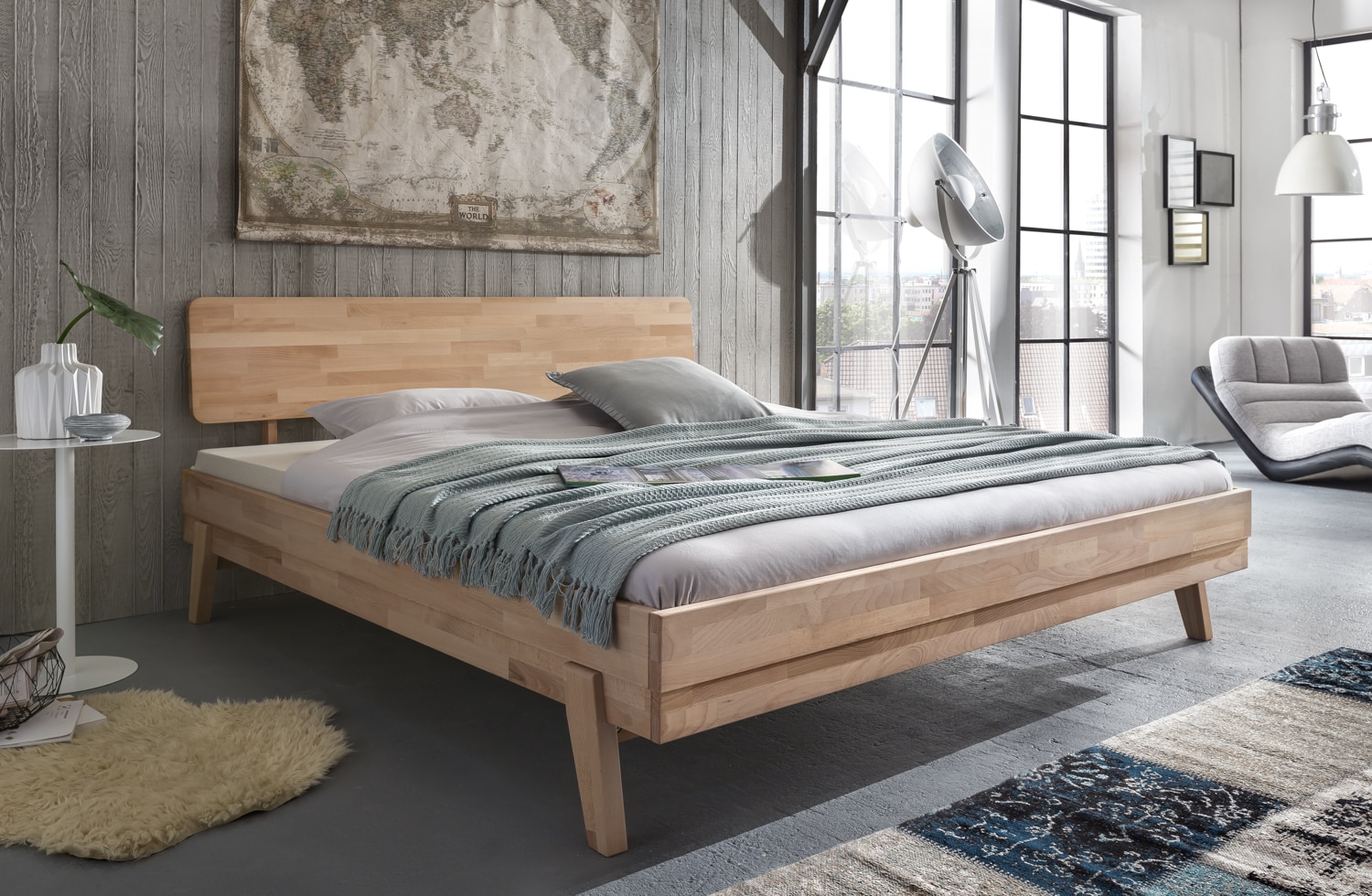Vaja M&ouml;bel Massivholz-Bett Livia 200x200 cm Kernbuche - Bild 1