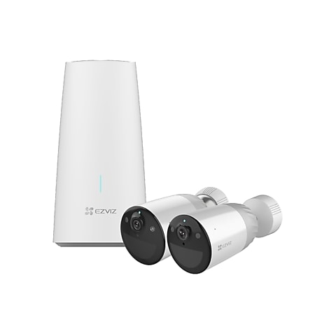 EZVIZ Outdoor BC1 Duo-Pack Video-Überwachungssystem mit  Basisstation, 12900mAh wiederaufladbarer Akku, KI-Personenerkennung Nachtsicht in Farbe, Alexa und Google Home kompatibel - Bild 1