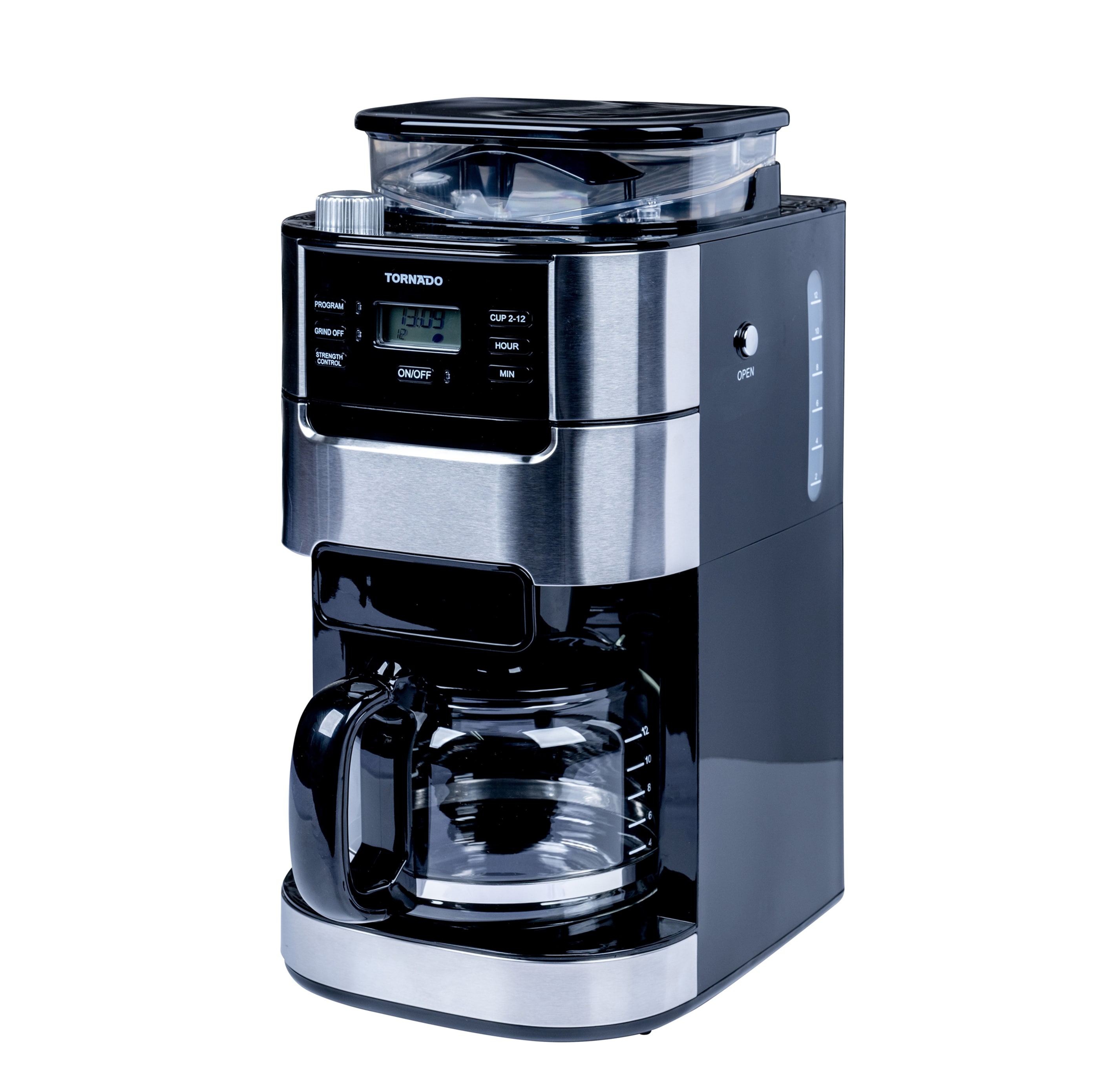 Tornado TCM1025A-GS - Filterkaffeemaschine mit integriertem Mahlwerk, 200 g Bohnenkapazit&auml;t und 1,5-Liter-Wassertank f&uuml;r bis zu 12 Tassen aromatischen Kaffee - Bild 1