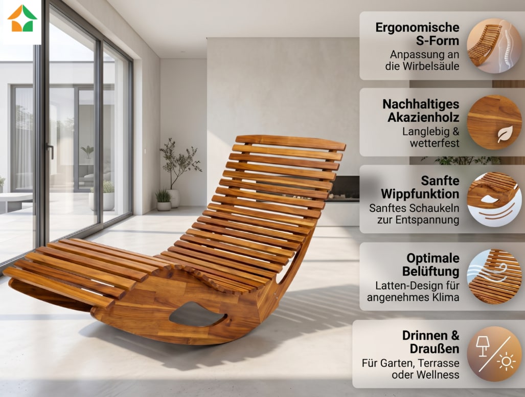 Ergonomische Schwungliege aus Akazienholz - Bild 1